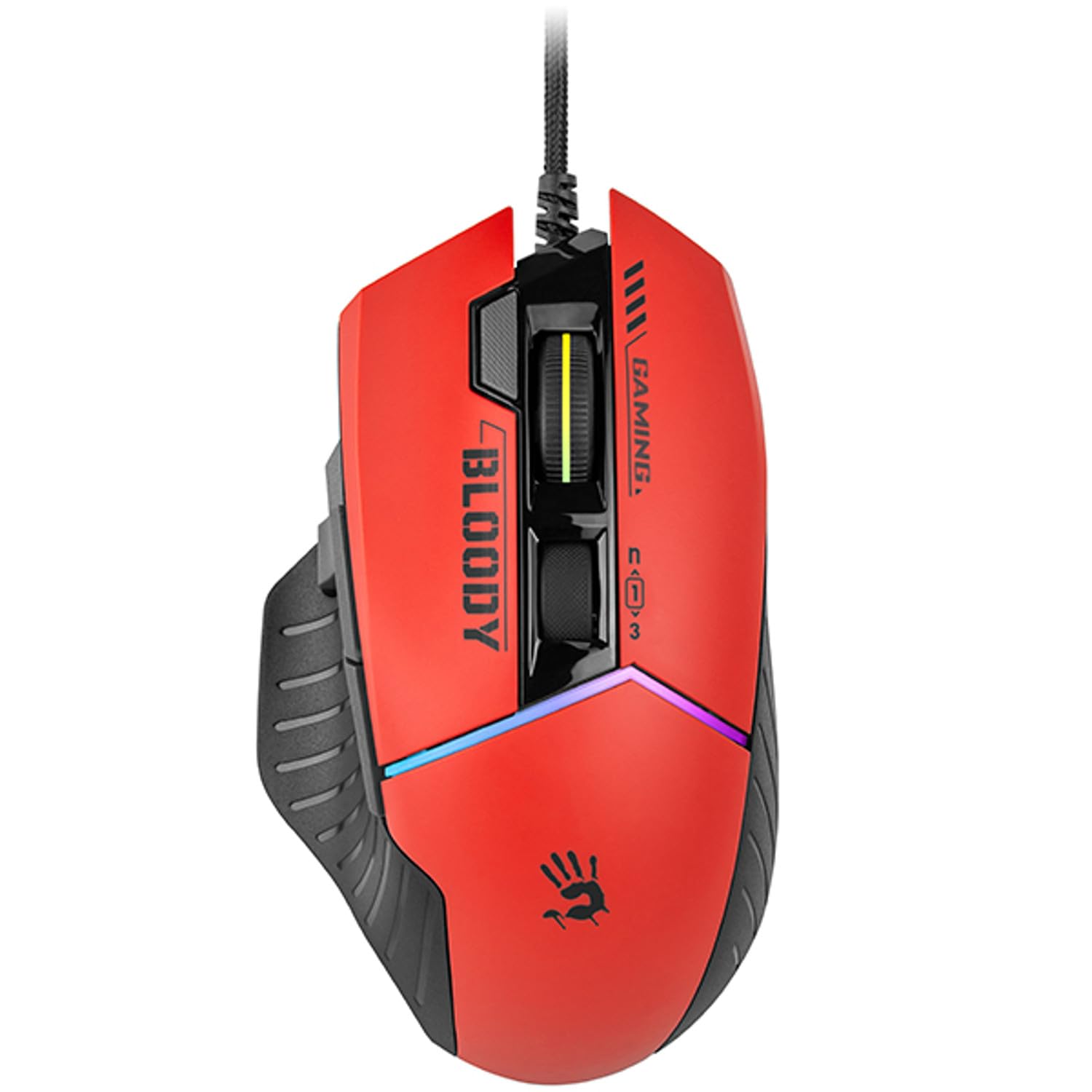 A4tech W95Max Sports Gaming Maus, Optische Kabelgebundene Gaming-Maus, USB 12 000 CPI, 8000 FPS, 250 IPS. 35G, 2000 Hz Ultrapolling (Schwarz/rot)