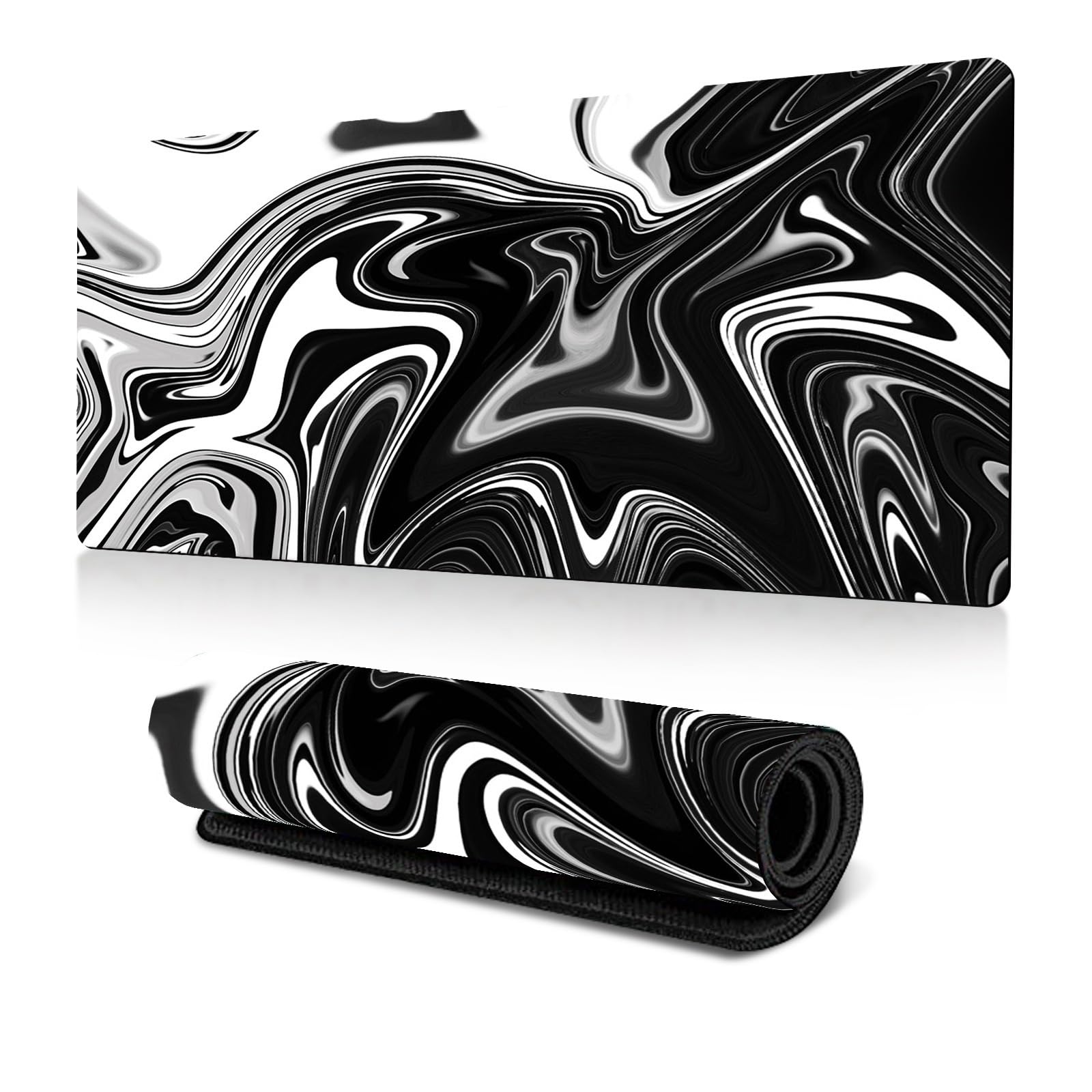 Mauspad -900 x 400mm Mousepad Pad Large Size - verbessert Gaming mauspad Präzision und Geschwindigkei XXL Mauspad Gaming(Weiße Schwarze Mischung)