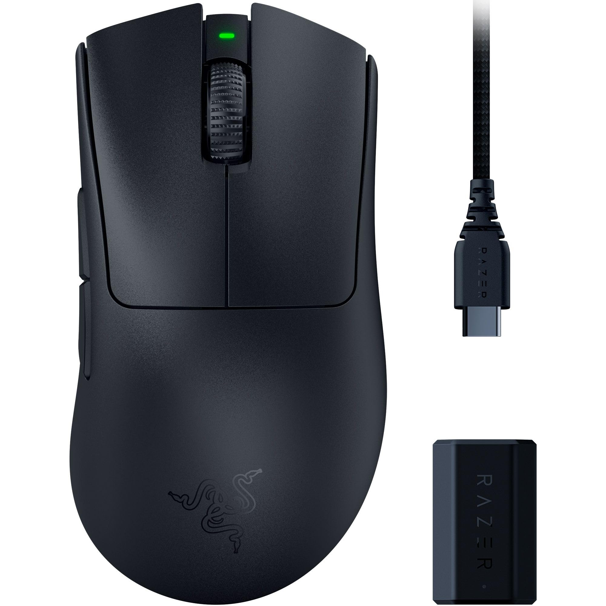 Razer DeathAdder V3 Pro Wireless Gaming Maus + Hyperpolling Wireless Dongle: 63g Ultra Lightweight - Focus Pro 30K Optical Sensor - Optical Switches Gen-3-5 Programmierbare Tasten - Schwarz