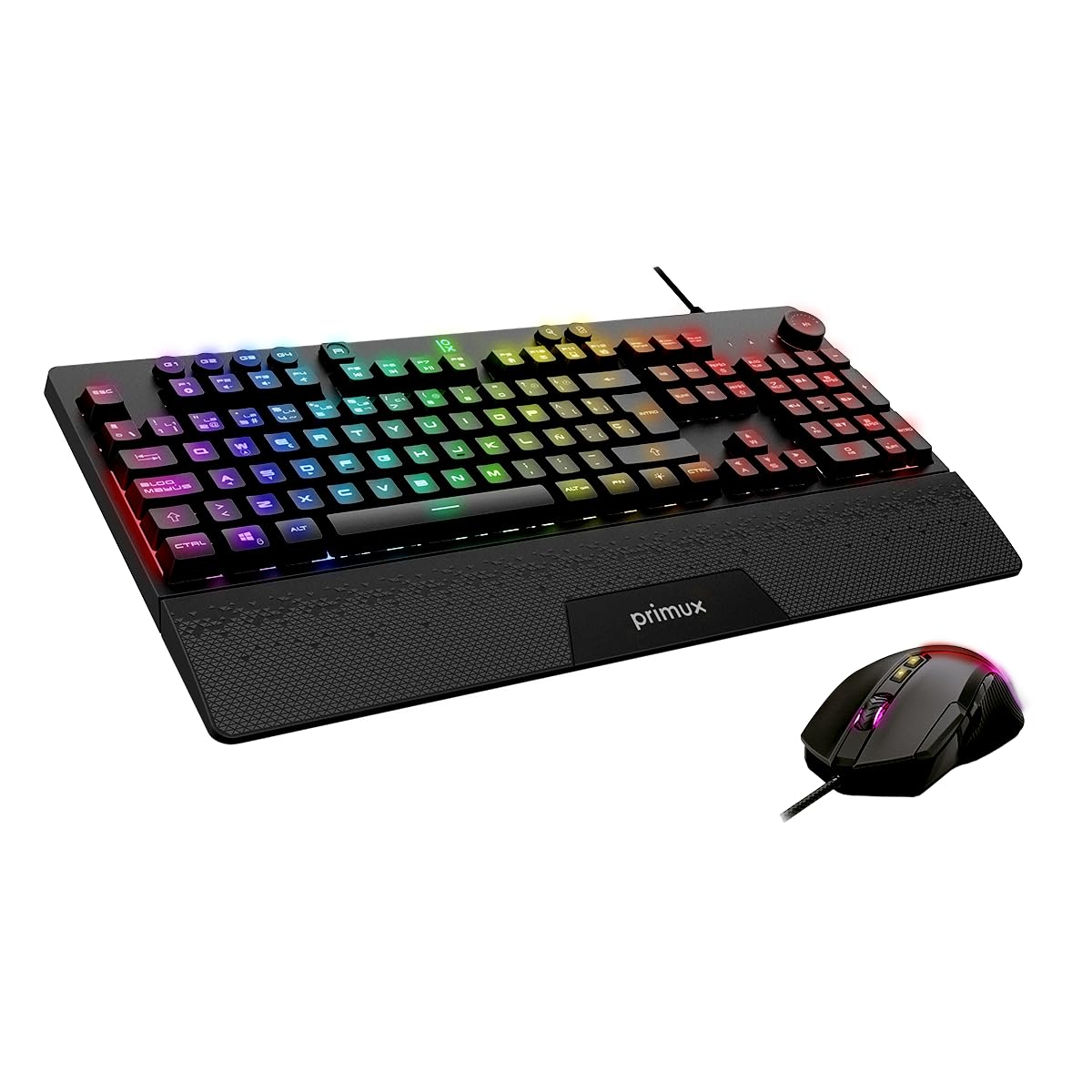 Primux Gaming GT-560 Tastatur und Maus | Programmierbare Multimedia-Tasten mit Anti-Ghosting-Technologie | Maus mit acht Tasten und Empfindlichkeit einstellbar bis zu 10.000 DPI |