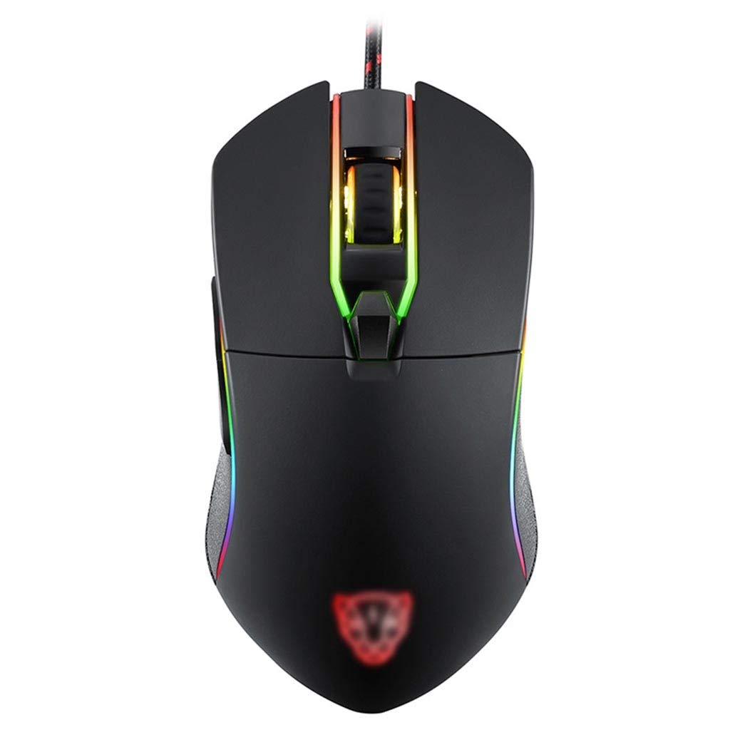 RajoNN Mäuse Kabelgebundene Gaming-Maus, RGB-Hintergrundbeleuchtung, 6-Gang-DPI einstellbar, ergonomische mechanische USB-Computermäuse, für PC-Laptop