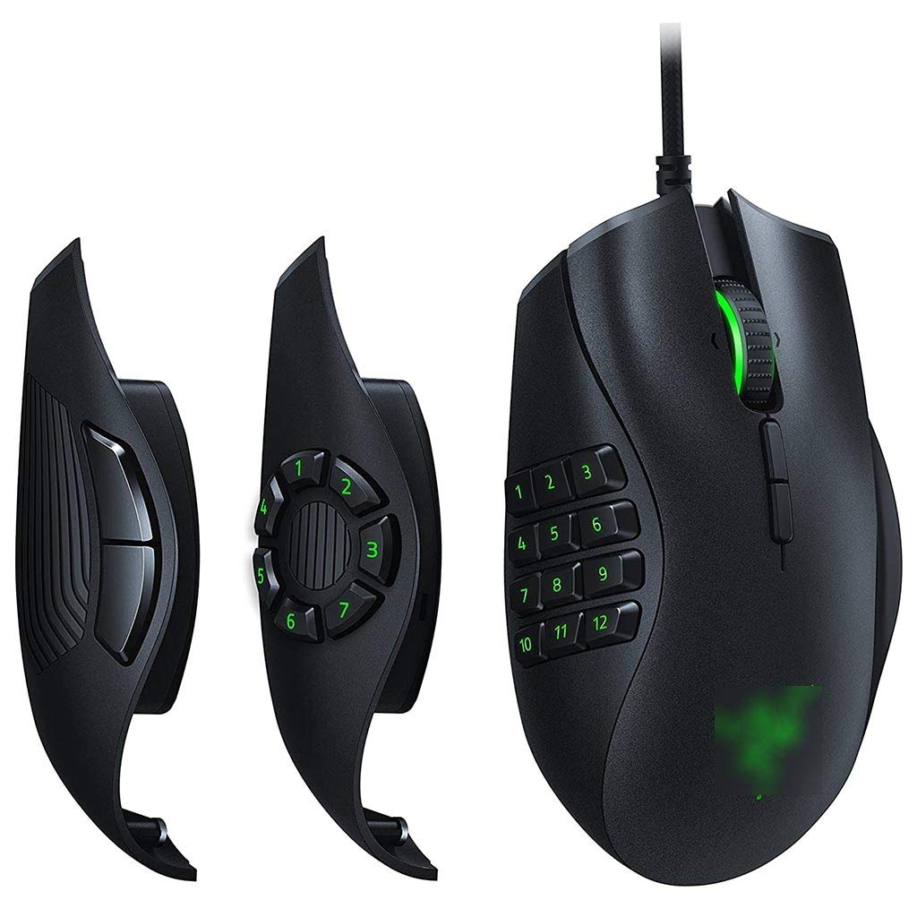 RajoNN Mice Gaming-Maus, 16.000 DPI optischer Sensor, Chroma-RGB-Beleuchtung, austauschbare Seitenplatten-Computermäuse mit 2, 7, 12 Tastenkonfigurationen, mechanische Schalter