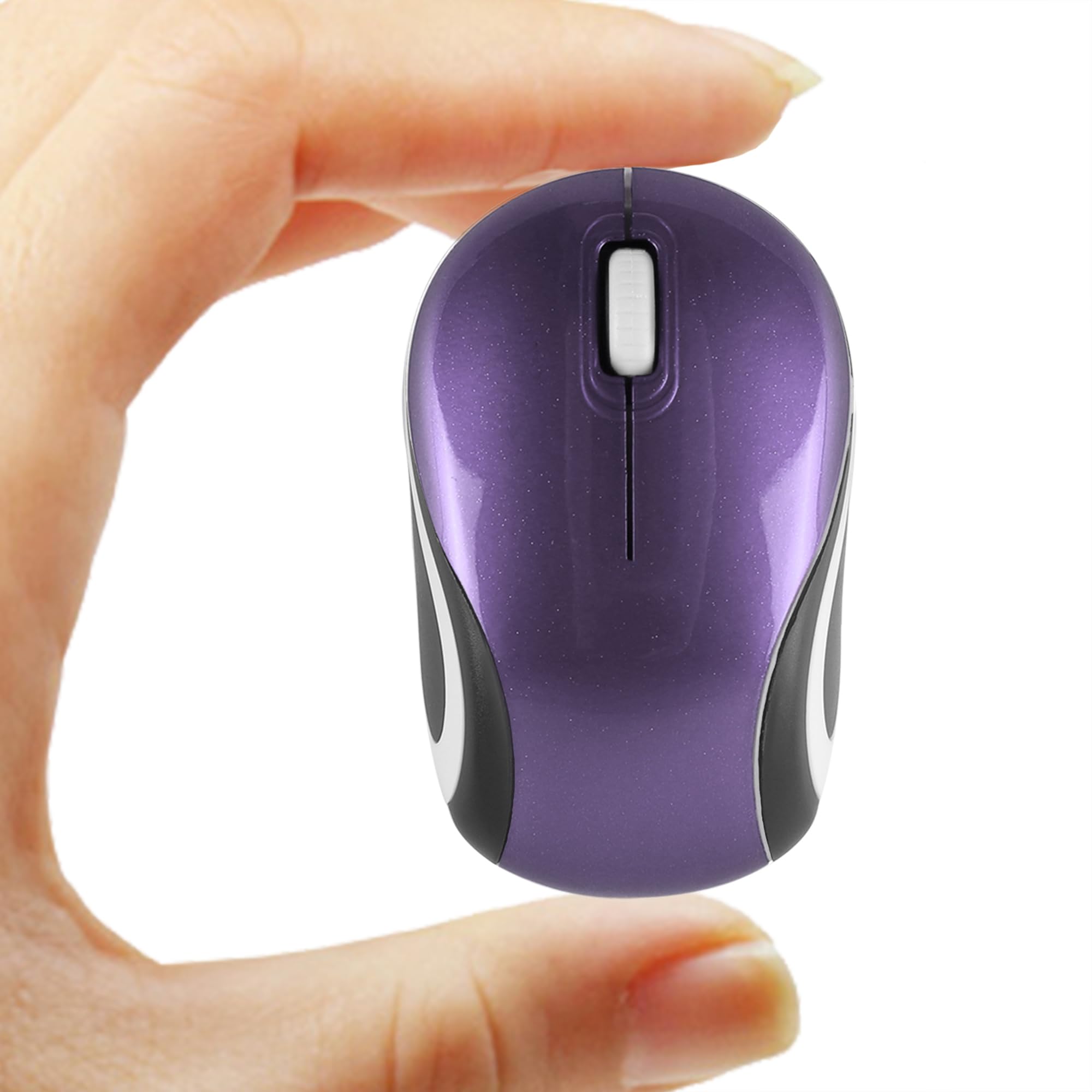 Kabellose Maus Niedliche Mini-Computermaus Kleine Größe Tasche Tragbare Kompakte Reise USB Optische Mäuse 3 Tasten 1000 DPI Kabellose Maus für Laptop PC Computer Notebook Kinder Geschenk (Violett)