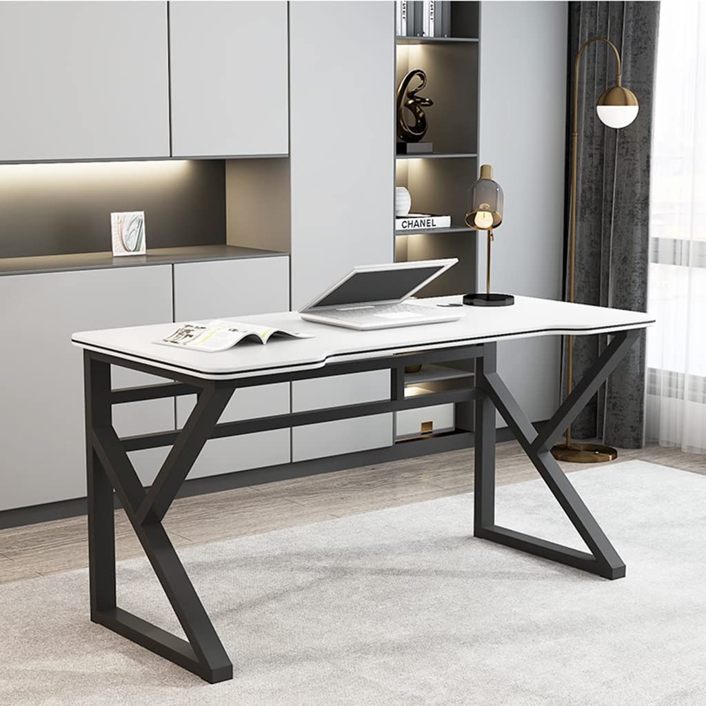 Gaming-Tisch mit Karbonfaser-Oberfläche, großer Computertisch, Schreibtisch für Heimbüro, extra groß, modern, ergonomisch, Schwarz, Headset-Haken – Robustes Metall, BL 80 cm (BL 140 cm)