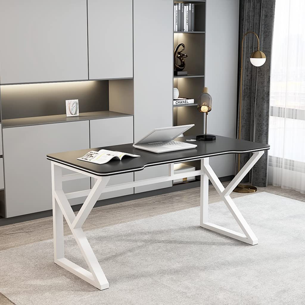 Gaming-Tisch mit Karbonfaser-Oberfläche, großer Computertisch, Schreibtisch für Heimbüro, extra groß, modern, ergonomisch, Schwarz, Headset-Haken – Robustes Metall, BL 80 cm (CL 140 cm)