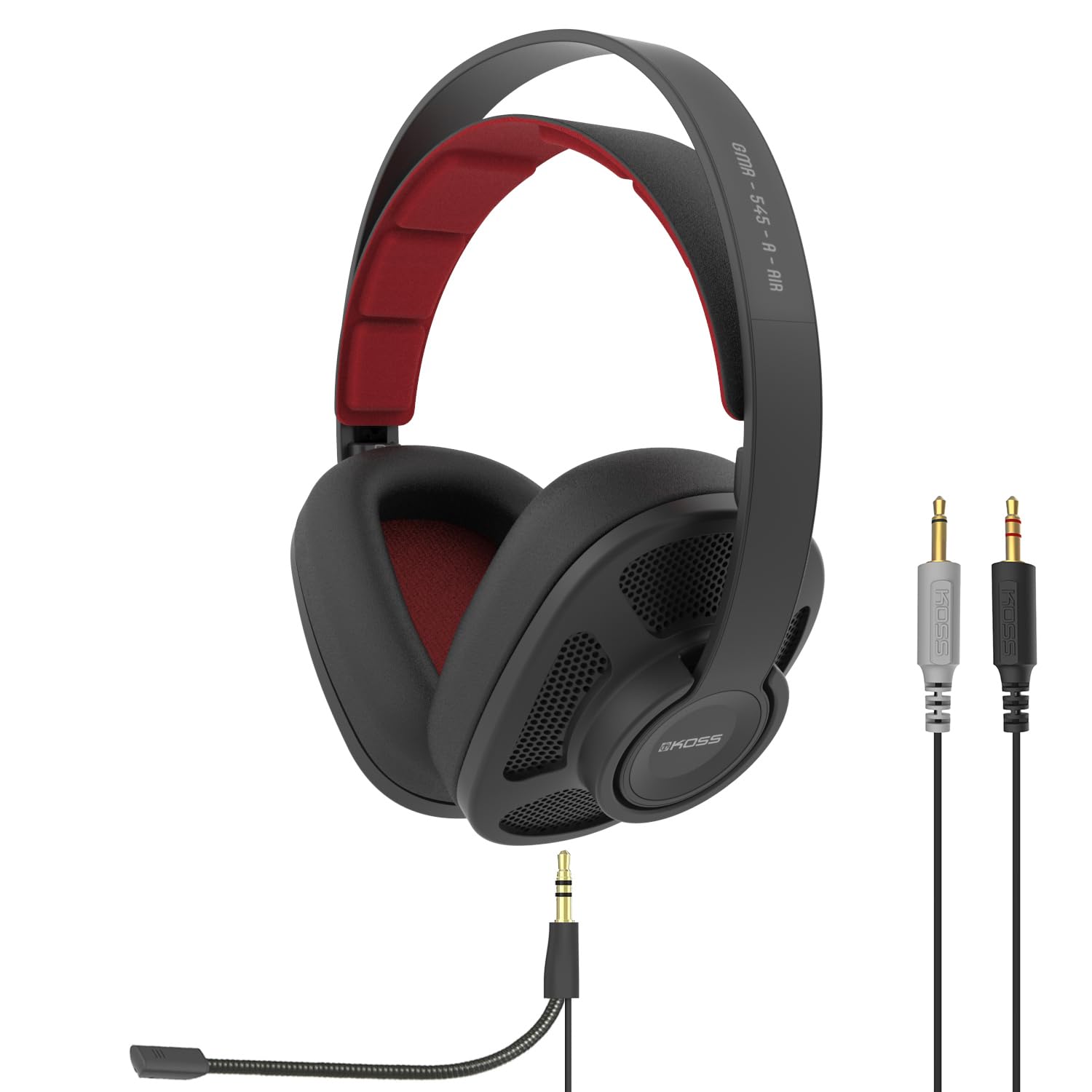 Koss GMR545A AIR Over-Ear-Gaming-Kopfhörer mit offener Rückseite, abnehmbares Boom-Mikrofon, ultraleichtes und langlebiges Design, Schwarz und Rot