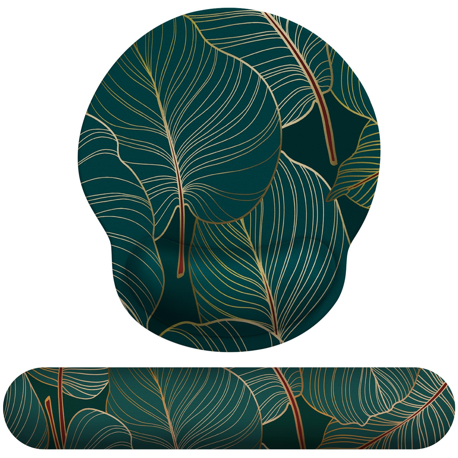 Mauspad mit Gelkissen,Mousepad mit Handauflage Ergonomisches, Bequemes Computer-Handballenauflage Maus für Laptop,Gaming,Mousepad mit Rutschfester PU-Unterseite (Tropische Pflanzen Satz)