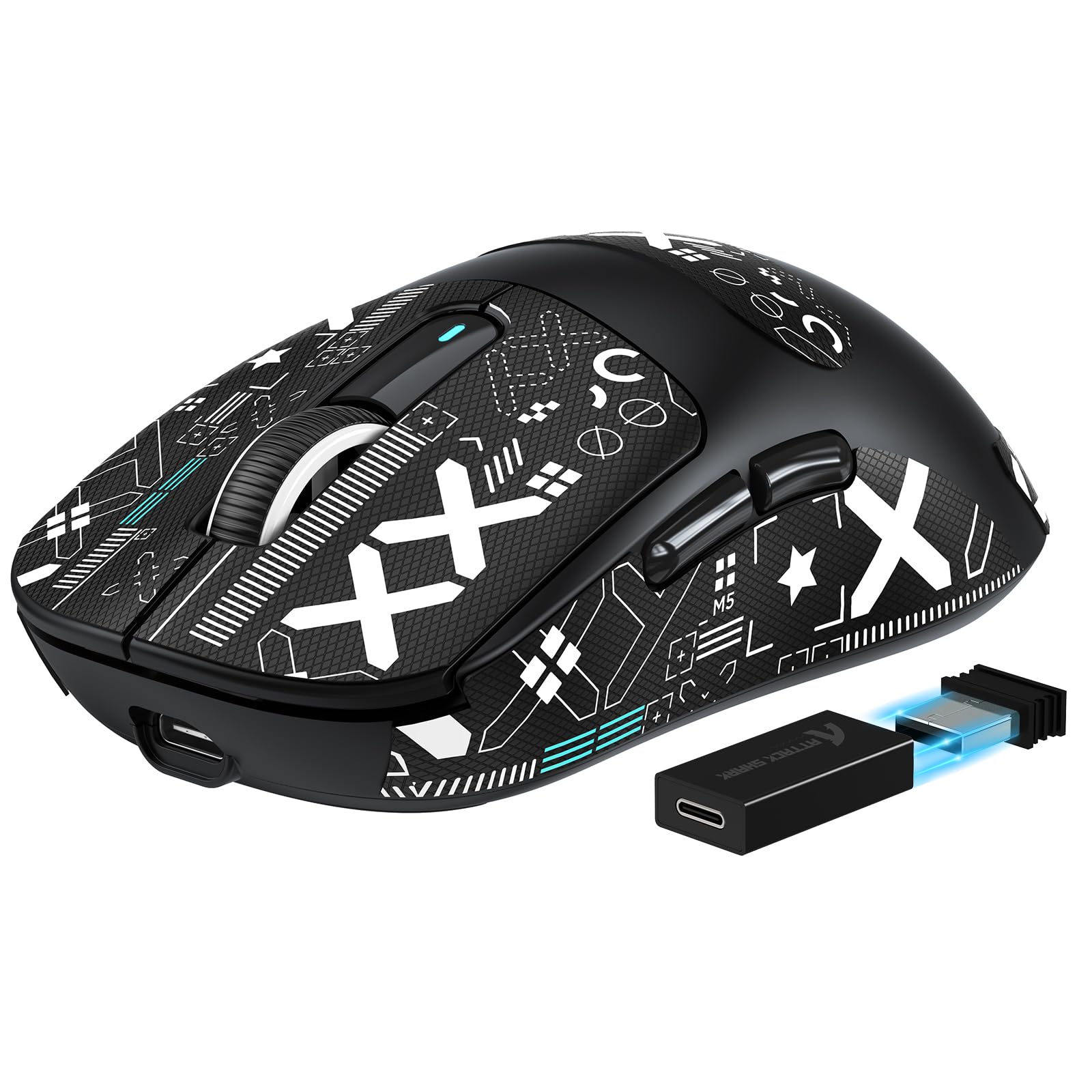 VGN GAME POWER ATTACK SHARK X3PRO 59g SUPERLIGHT Kabellose Gaming-Maus, 4K/8KHz Abfragerate, 26000DPI, PixArt PAW3395, 2.4G/BT5.0/Kabelgebunden, Griptape, Bis zu 200 Std.Akku, G502, PC/Xbox/PS,Schwarz