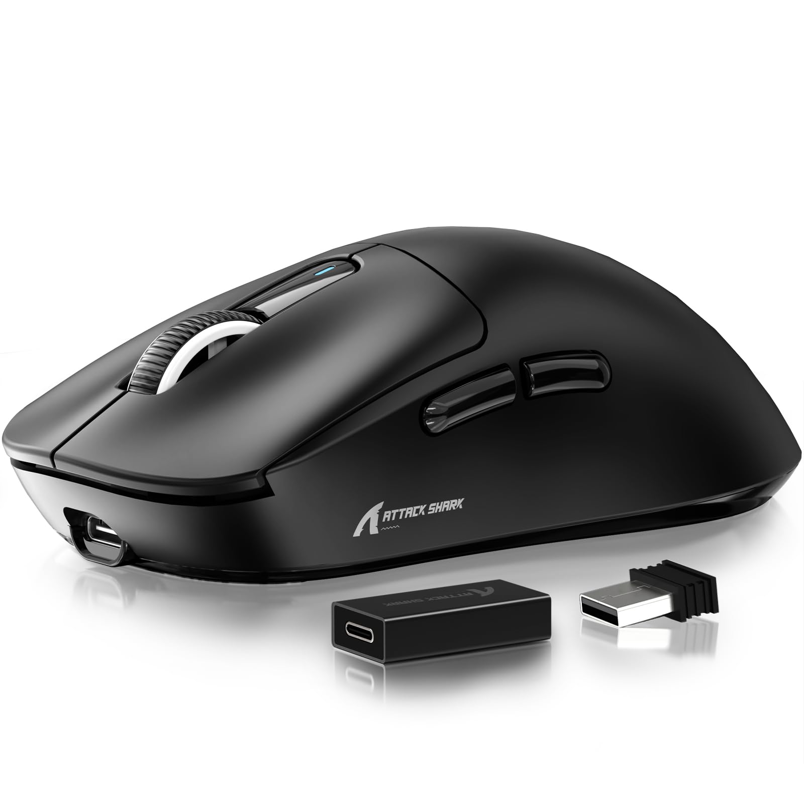 ATTACK SHARK X3 Pro 4K/8K Hz Maus, 49 g SUPERLEICHT, PixArt PAW3395 Gaming-Sensor, BT/2,4G kabellose/kabelgebundene Gaming-Maus, 6 einstellbare DPI bis zu 26000, 200 Stunden Akku (schwarz)