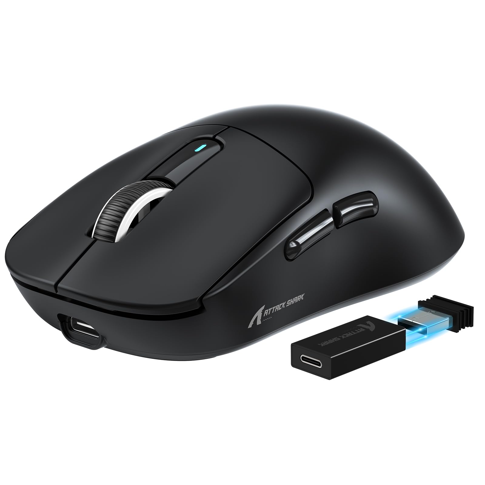 VGN GAME POWER ATTACK SHARK X3PRO 59g SUPERLIGHT Kabellose Gaming-Maus Esports, 4K/8KHz Abfragerate, 26000DPI, PixArt PAW3395, 2.4G/BT5.0/Kabelgebunden, Bis zu 200 Std. Akku, G502, PC/Xbox/PS, Schwarz