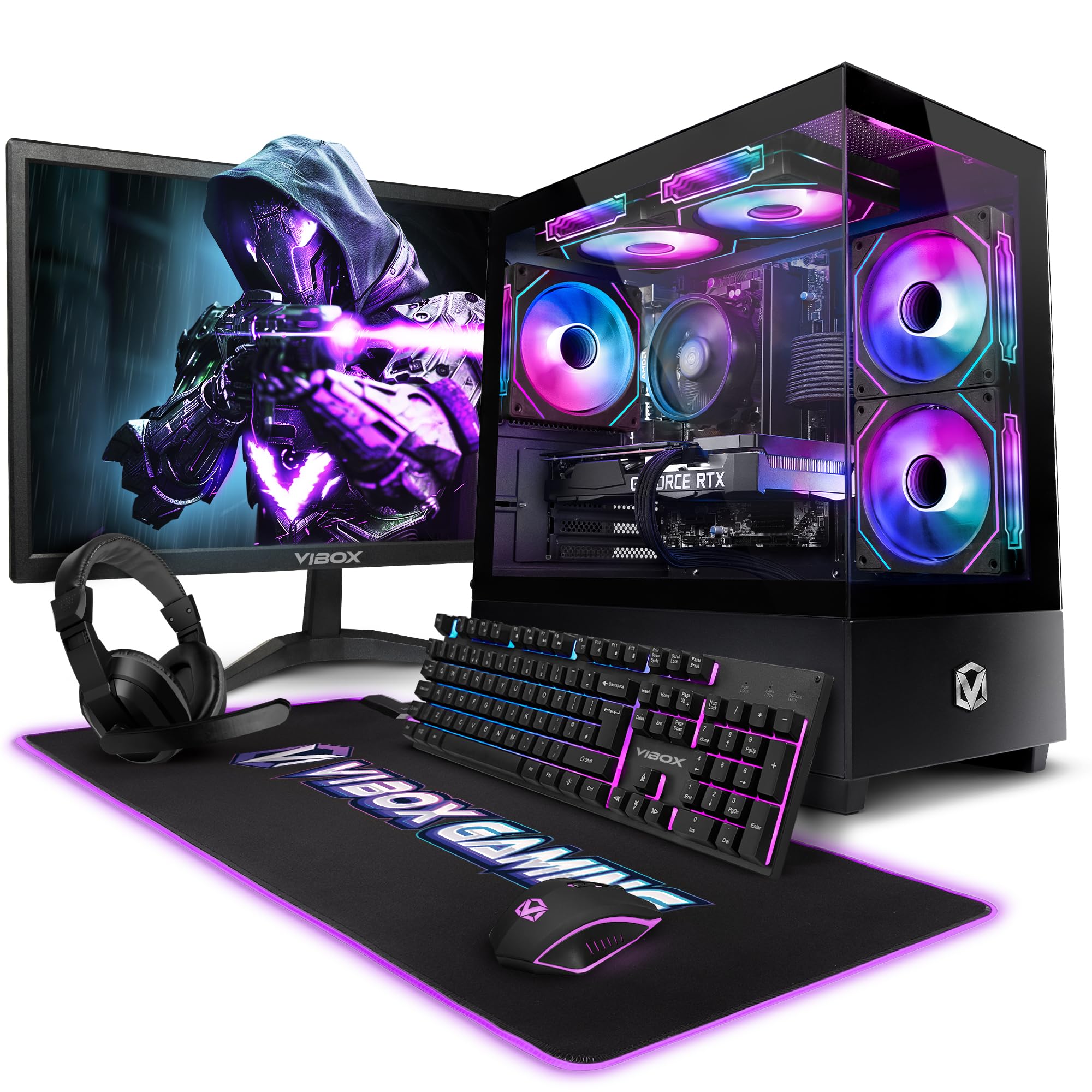 Vibox V-205 Gaming PC Set Komplett • Monitor 23 Zoll • AMD Ryzen 5 5500 6-Kern • Nvidia RTX 5060 8GB • 16GB RAM • 1TB SSD • Windows 11 • WLAN