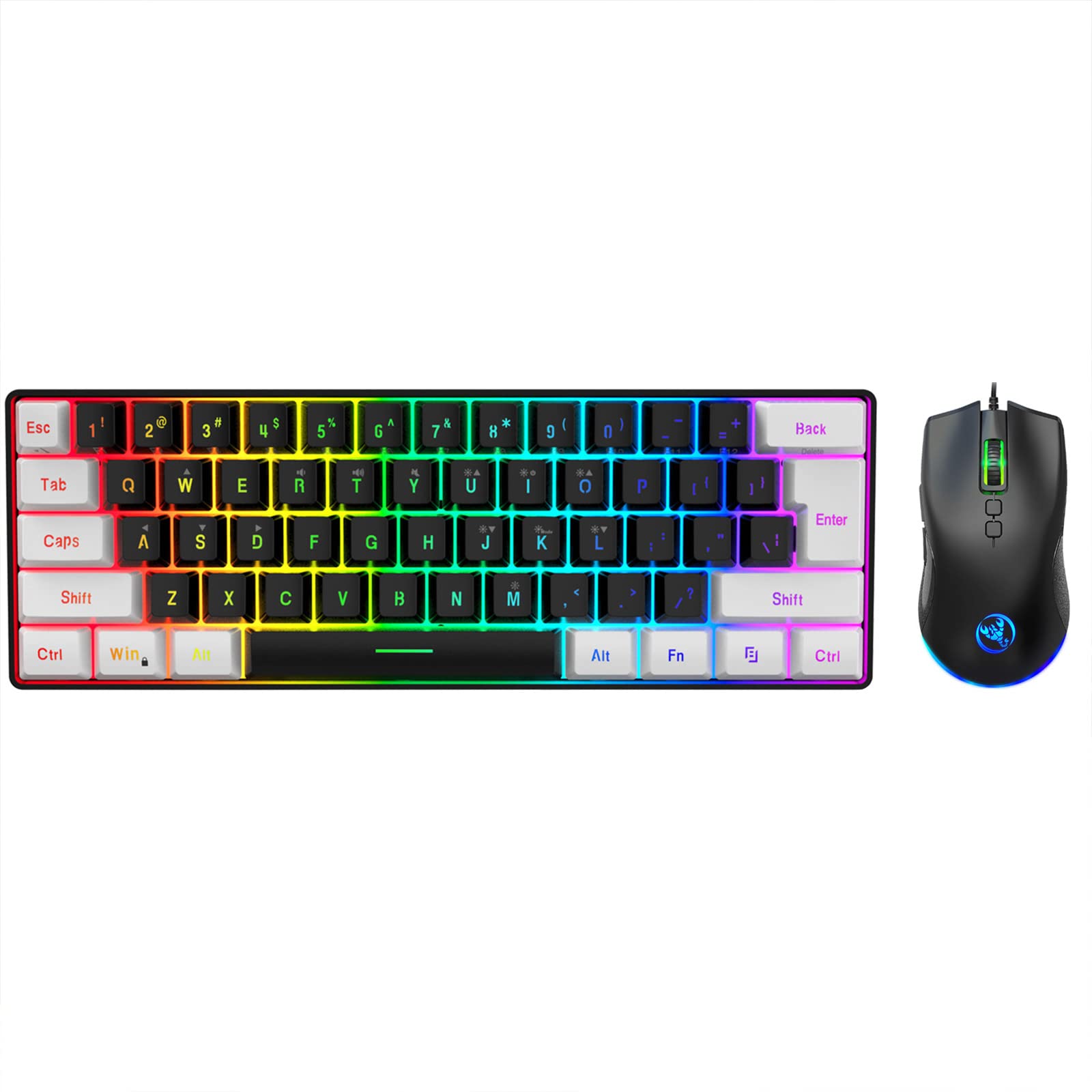 Tastatur und Maus, PC-Gaming-Tastatur, beleuchtete Tastatur, 61 Tasten, Tastatur, Gaming-Zubehör, Tastatur und Maus, Combo Gaming, 61 Tasten, ergonomische Hintergrundbeleuchtung