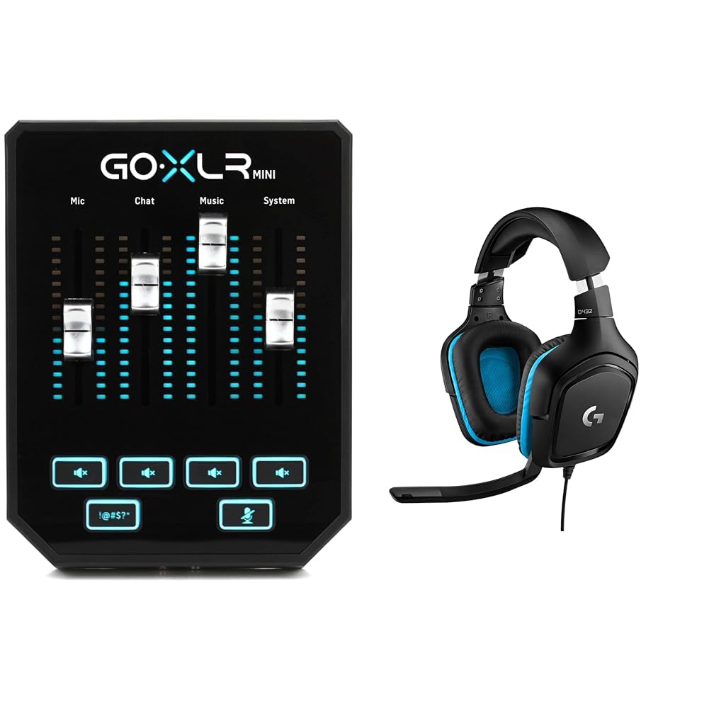 TC Helicon GoXLR MINI Online-Broadcast-Mixer mit USB-/Audio-Schnittstelle und Midas-Vorverstärker & Logitech G432 kabelgebundenes Gaming-Headset