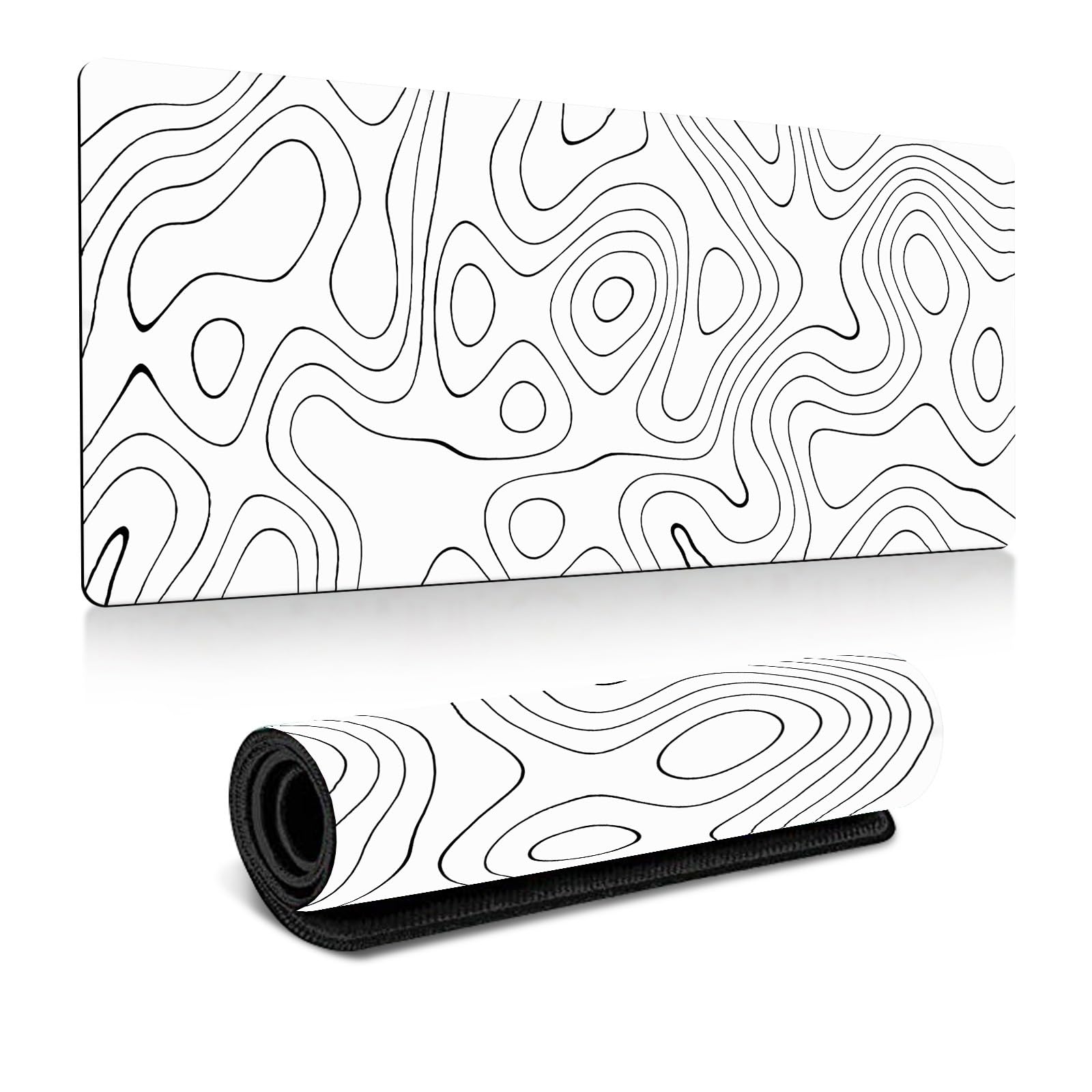 Mauspad Weiß Mousepad XXL Gaming Mauspad rutschfeste Schreibtischunterlage Groß Maus Pad 800 X 300 X 3 mm FPS Mouse Mat Waschbare Schreibtisch Matte für Gaming Büro und Zuhause