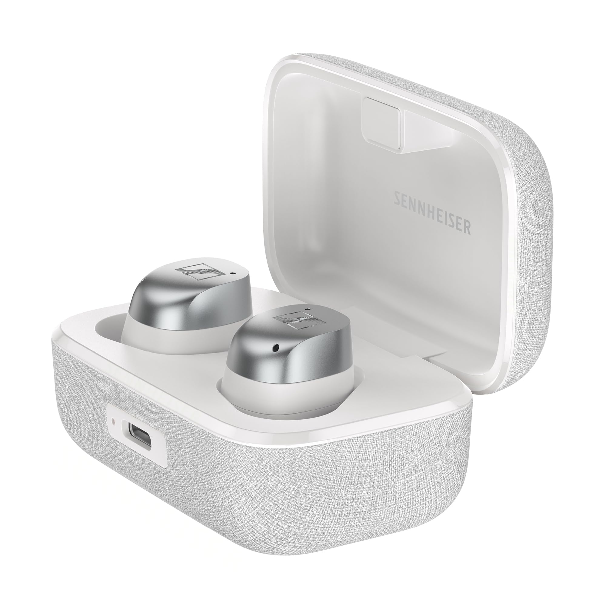 Sennheiser MOMENTUM True Wireless 4, kabellose Bluetooth Kopfhörer, Bluetooth 5.4, Noise Cancelling, komfortables Design, 30 Stunden Akkulaufzeit, adaptives ANC, Auracast, Weiß Silber
