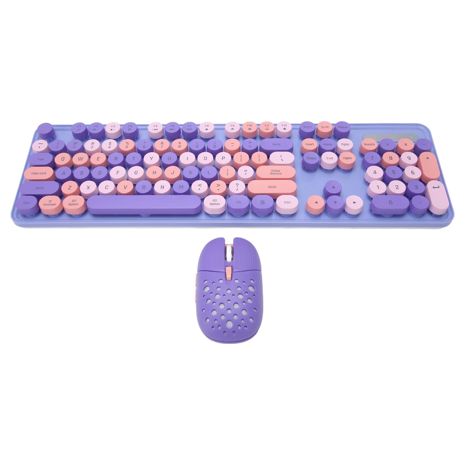 RajoNN Maus-, Tastatur- und Maus-Kombination, 3 DPI einstellbar, 2,4 G Wireless-Modus für Gaming (gemischte Farbe Lila)