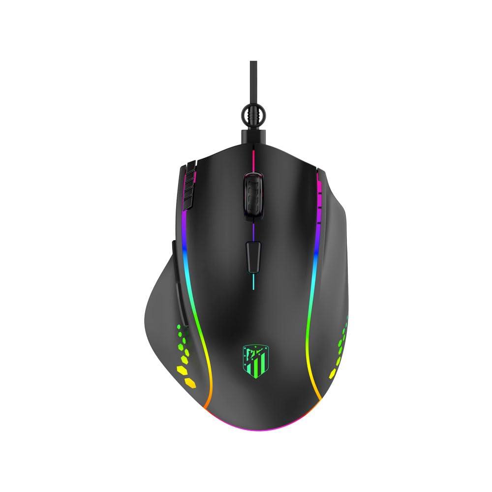 Offizielle Gaming-Maus Atlético de Madrid | Mit Hintergrundbeleuchtung | Schwarz