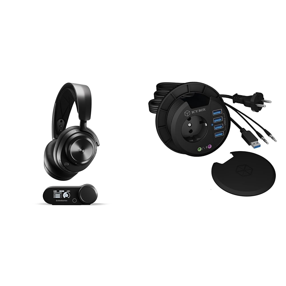 SteelSeries Arctis Nova Pro Wireless - Multi-System Gaming-Headset & Hub 4-Port IcyBox USB 3.0 IB-Hub1430 Tisch-Hub extern Retail