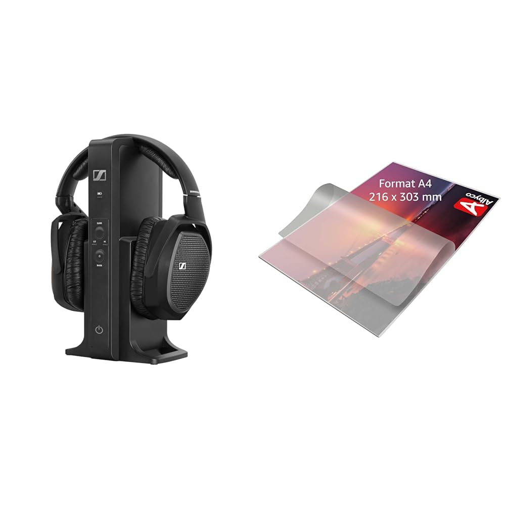 Sennheiser RS 175 Digitaler drahtloser Over-Ear-Kopfhörer & Albyco - Laminierfolien A4 Qualität 160 Micron - 100 Stück - Folien A4 Glänzend