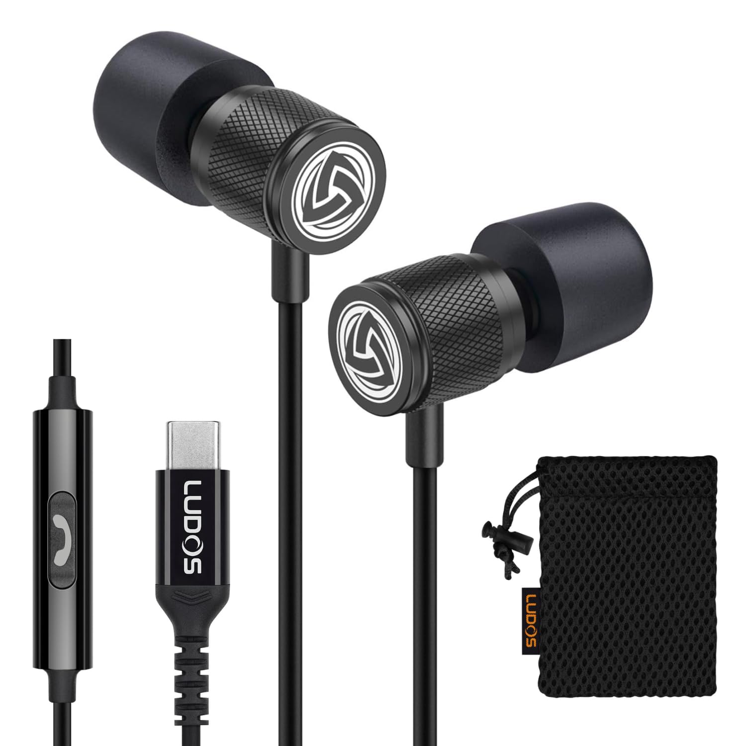 LUDOS Ultra USB C Kopfhörer, 5 Jahre Garantie für iPhone 17 16 15 Pro Max Plus Samsung Galaxy S24 S23 Ultra S22 S21 FE S20 A53 A54, USB Typ C Ohrhörer mit Mikrofon In-Ear mit Kabel für iPad Pro 2022