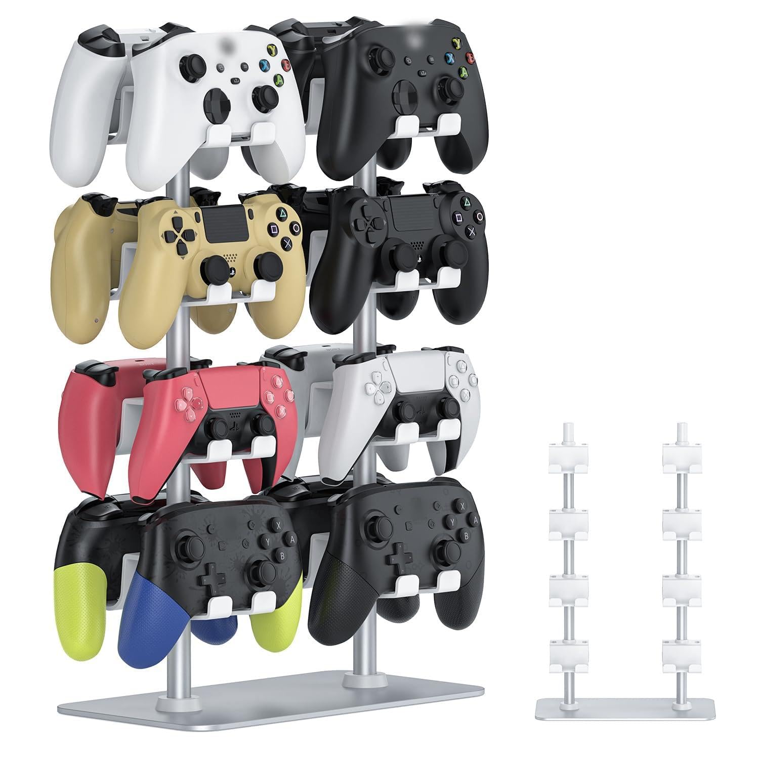 Controller Halter für 16 Gaming Controller - Maximale Kapazität Halterung und Kopfhörer Ständer Mit Aluminium Basis für PS5, PS4, Nintendo Switch, Xbox und Alle Headsets