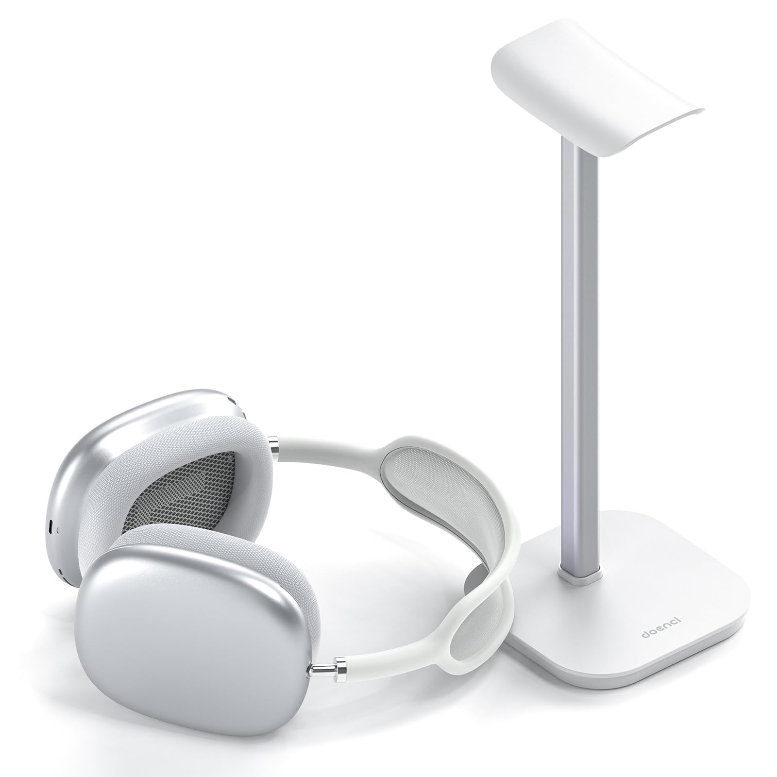 Headset Halterung, Kopfhörer Ständer für Alle Over Ear Bluetooth Kopfhörer, Universal Kopfhörer Halter mit Gewichtete Basis + Aluminiumrohr, Gaming Headset Halter Schreibtisch Zubehör (Weiß)