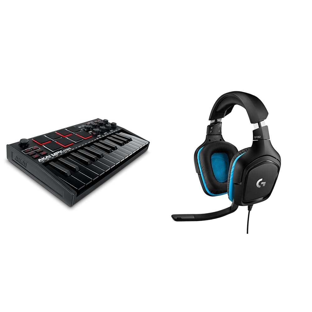 AKAI Professional MPK Mini MK3 – 25-Tasten USB MIDI Keyboard Controller & Logitech G432 kabelgebundenes Gaming-Headset, 7.1 Surround Sound