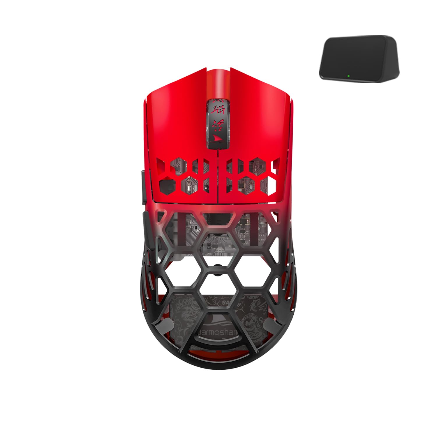 Darmoshark PAW3395 Kabellose Gaming-Maus, Tri-Mode, 4K/USB-C/Bluetooth-Maus, bis zu 26000 DPI, optischer Sensor, leicht, 42 g, 5 programmierbare Tasten, 500 mAh Akkulaufzeit, Computer-Maus für Laptop,