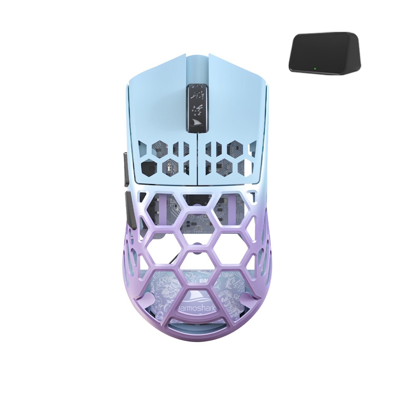 Darmoshark PAW3395 Kabellose Gaming-Maus, Tri-Mode, 4K/USB-C/Bluetooth-Maus bis zu 26000 DPI, optischer Sensor, leicht, 42 g, 5 programmierbare Tasten, 500 mAh Akkulaufzeit, Computer-Maus für Laptop,