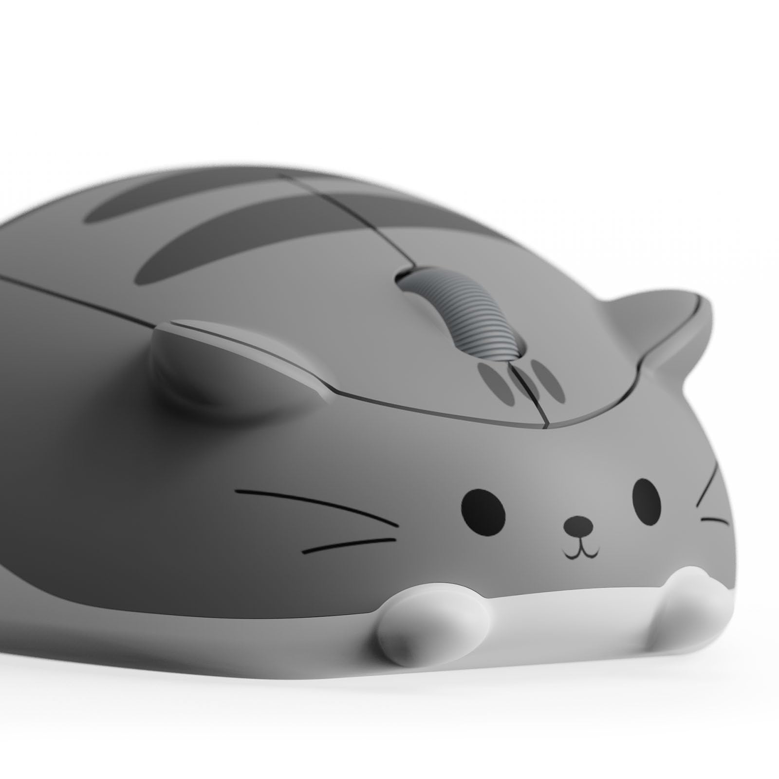 Akko Niedliche kabellose Maus mit Katzenmotiv, Gaming-Maus, Tri-Mode-Verbindung Bluetooth 3.0/5.0/2.4G USB-A-Empfänger, leiser klick, niedliche kabellose Cartoon-Mäuse für Laptop/PC (Grau Mimo)