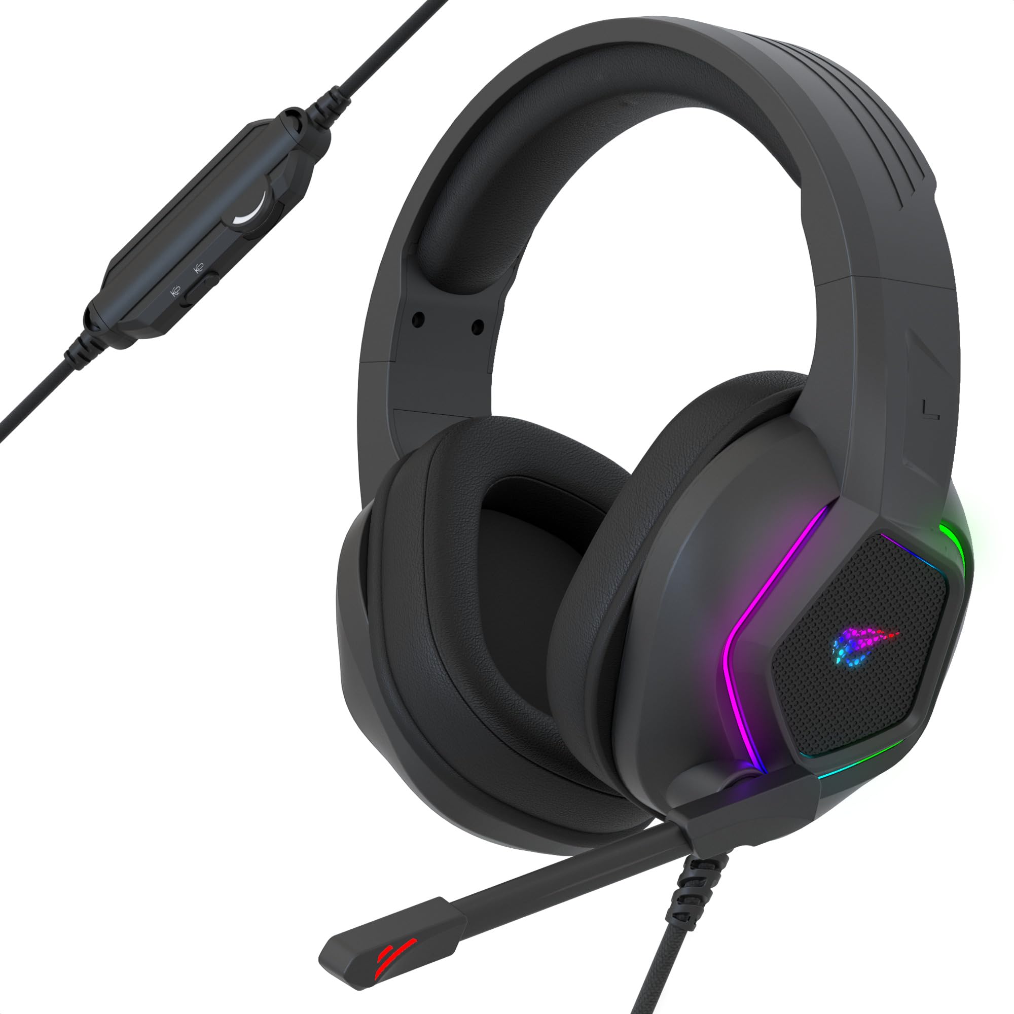 Strex Gaming Headset mit Mikrofon & RGB Beleuchtung - 7.1 Surround Sound - geeignet für PC / PS4 / PS5 / Xbox