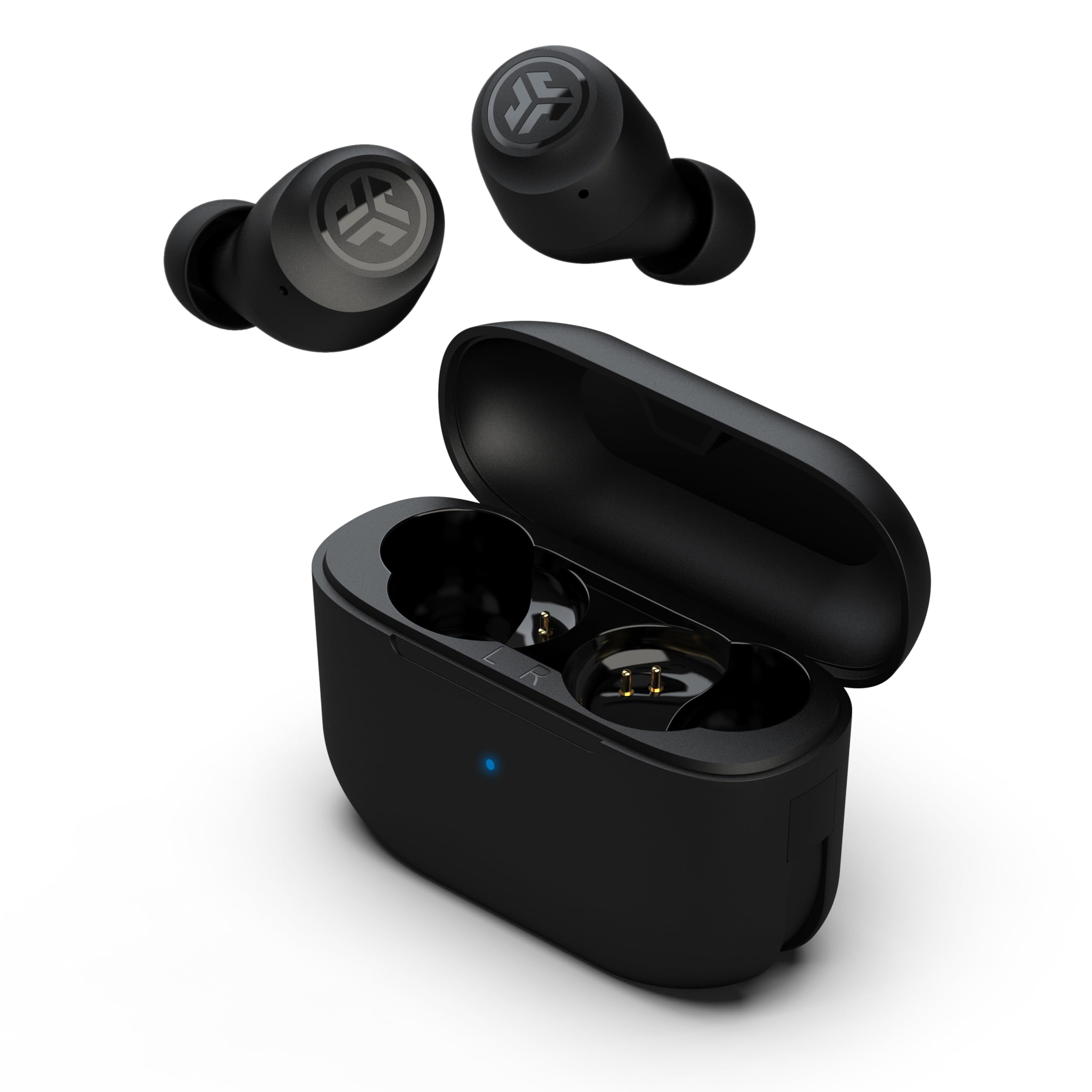 JLab Go Air Pop+ In Ear Kopfhörer kabellos Bluetooth, True Wireless Kopfhörer, 35+ Std Headphones, kabellose Ohrhörer, Earbuds mit Mikrofon, USB-C Ladebox, Dual Connect, EQ3 Sound, Mitternachtsschwarz