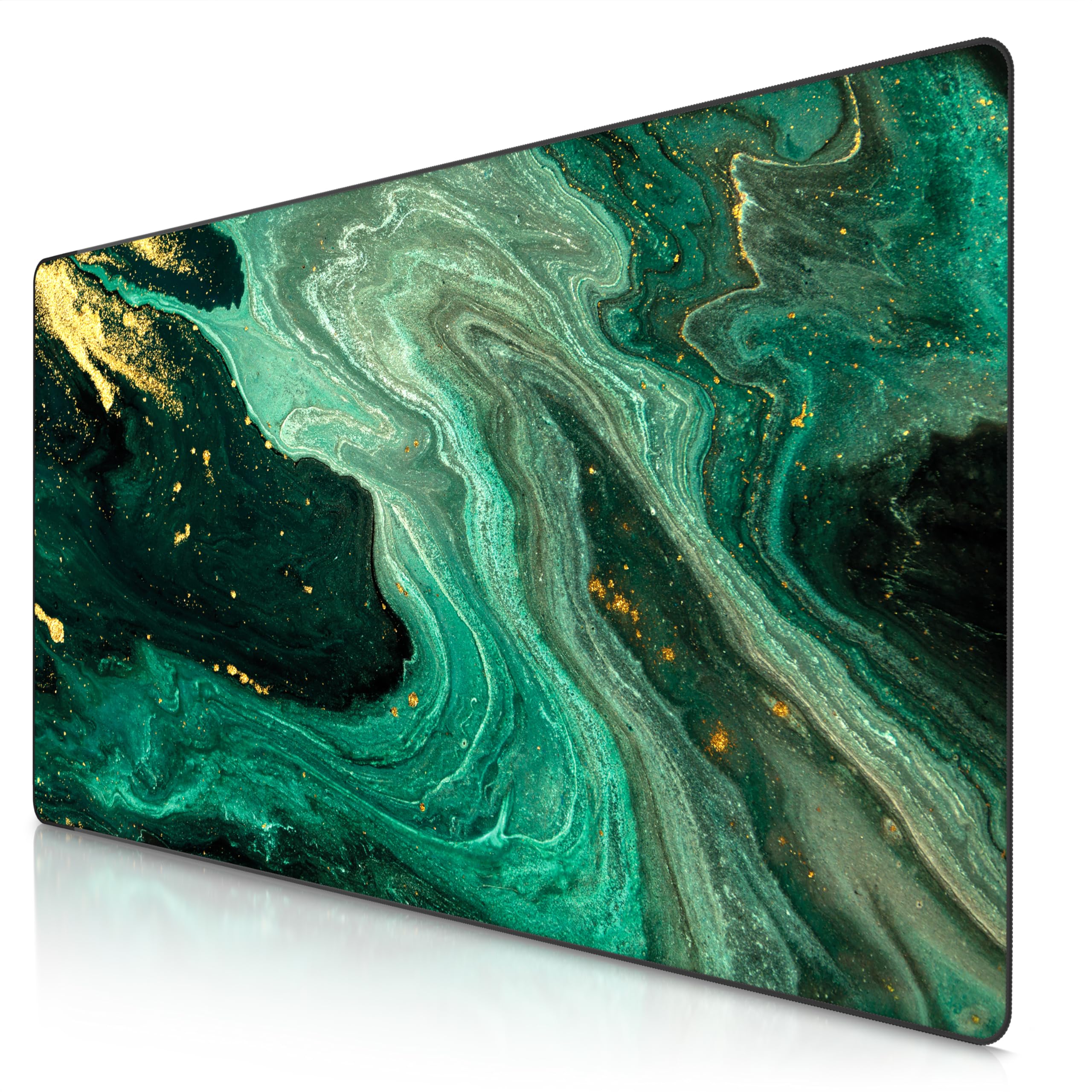 Titanwolf - XXXL Übergröße Mauspad 1200x600mm, Gaming Mousepad Groß 120x60 cm Tischunterlage Large Size verbessert Präzision und Geschwindigkeit XXXL für Logitech Maus und Tastatur, Marmor Grün Gold