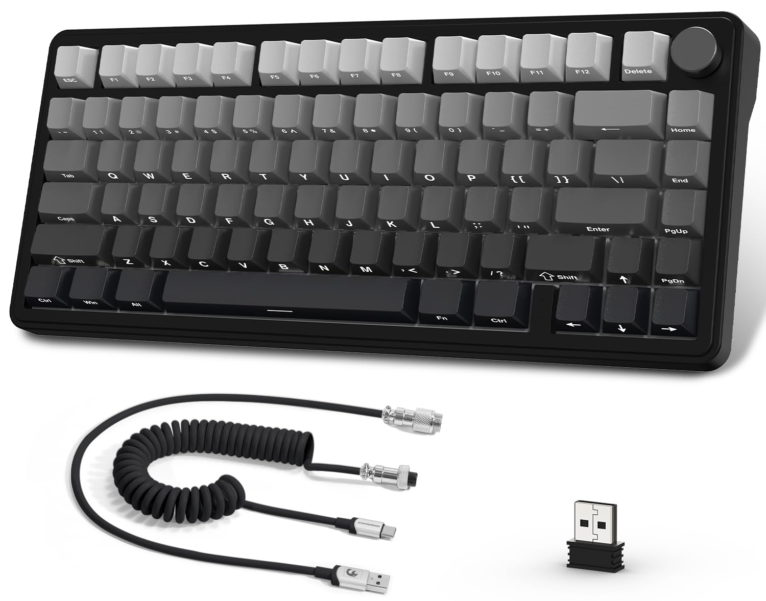 AJAZZ x Attack Shark X85 Mechanische Tastatur,75% Kabellose Gaming-Tastatur mit Knopf,5-Lagige Polsterung,Seitlich Bedruckte PBT-Tastenkappe,BT5,1/2,4 GHz/USB-C,Hot-Swap-Linearschalter,RGB,für PC,MAC