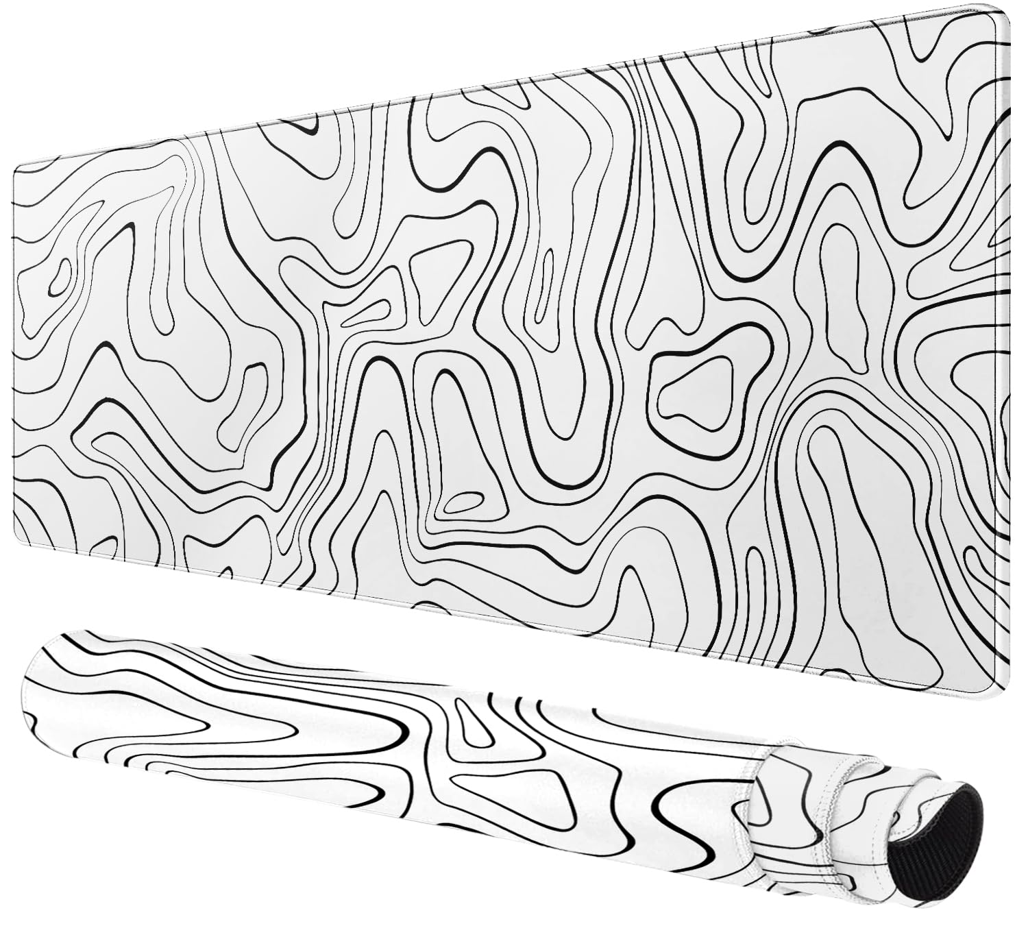 Rcege Großes Gaming Mauspad mit genähten Rändern, erweitertes Mauspad mit Rutschfester Unterlage, Schreibtischunterlage für Tastatur und Maus (Linie Weiße, 800x400cm)
