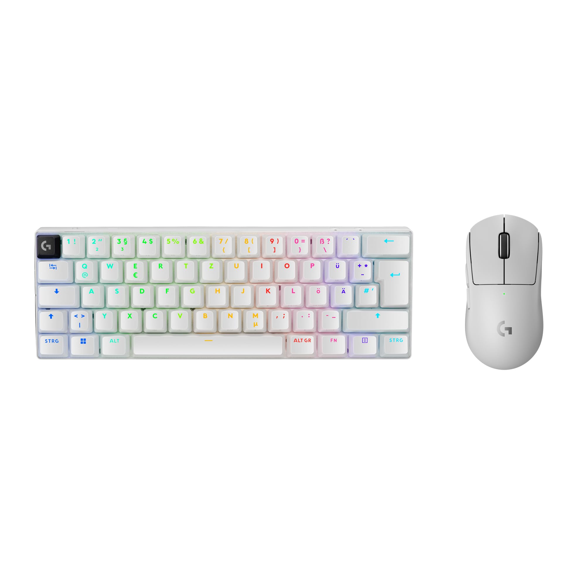 Logitech G PRO X 60 Lightspeed kabellose Gaming-Tastatur, Ultra-kompakte mechanische 60%-TKL-Tastatur für PC (QWERTZ DE) + PRO X Superlight 2 Lightspeed Kabellose Gaming-Maus - Weiß
