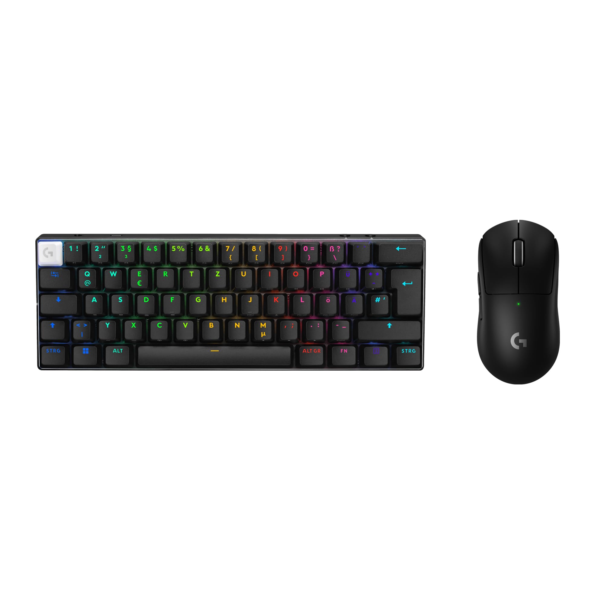 Logitech G PRO X 60 Lightspeed kabellose Gaming-Tastatur, Ultra-kompakte mechanische 60%-TKL-Tastatur für PC (QWERTZ DE) + PRO X Superlight 2 Lightspeed Kabellose Gaming-Maus - Schwarz