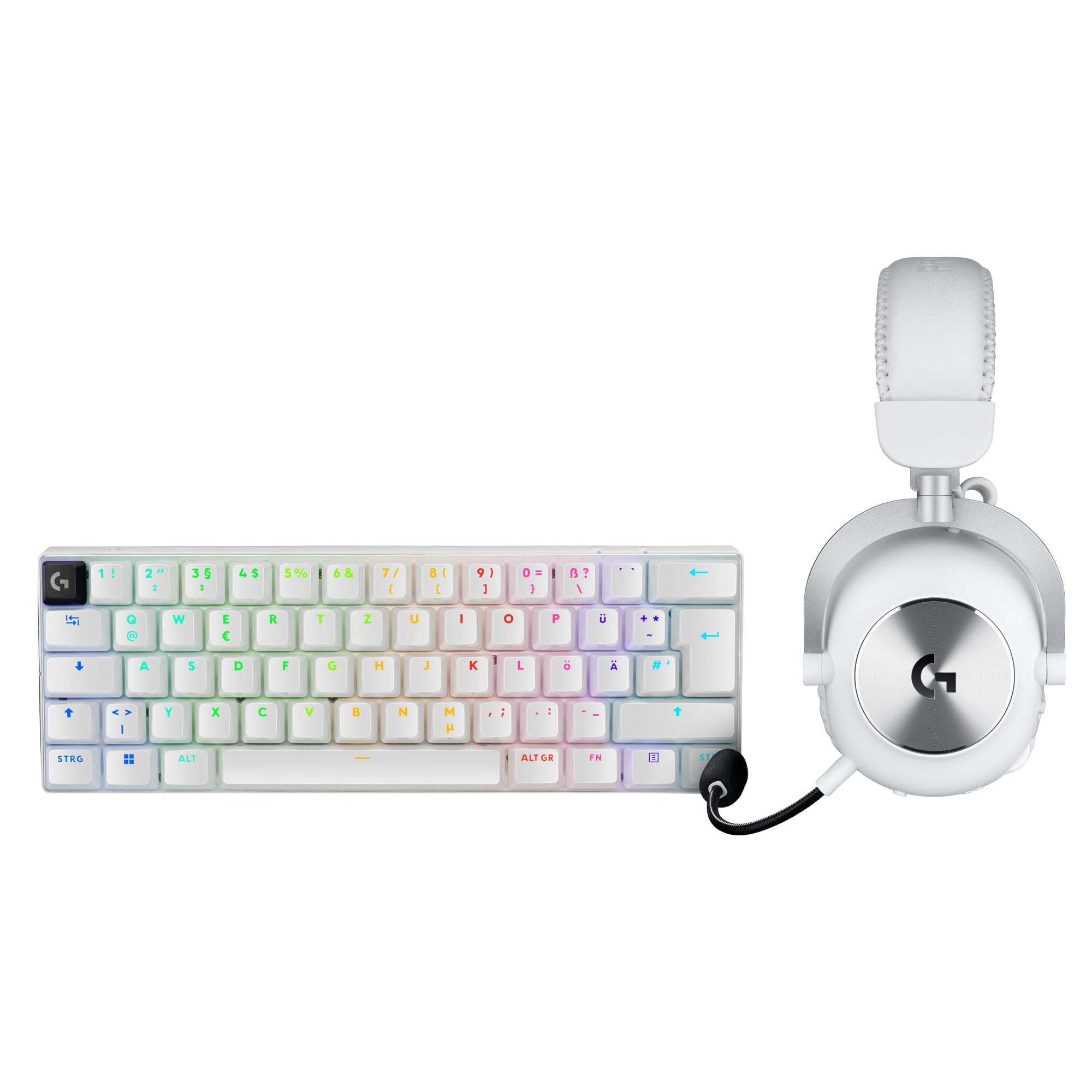 Logitech G PRO X 60 Lightspeed kabellose Gaming-Tastatur, Ultra-kompakte mechanische 60%-TKL-Tastatur für PC (QWERTZ DE) + PRO X 2 Lightspeed Wireless Gaming Headset - Weiß