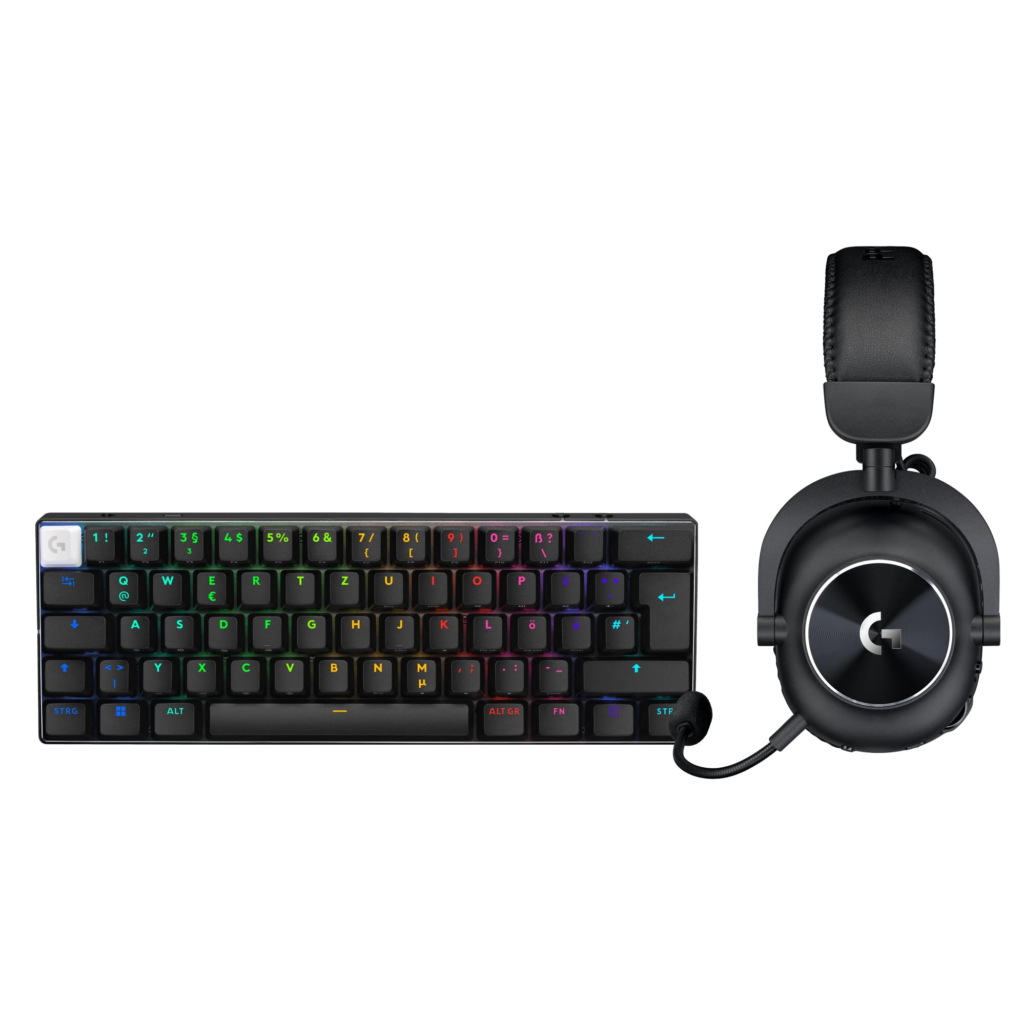 Logitech G PRO X 60 Lightspeed kabellose Gaming-Tastatur, Ultra-kompakte mechanische 60%-TKL-Tastatur für PC (QWERTZ DE) + PRO X 2 Lightspeed Wireless Gaming Headset - Schwarz