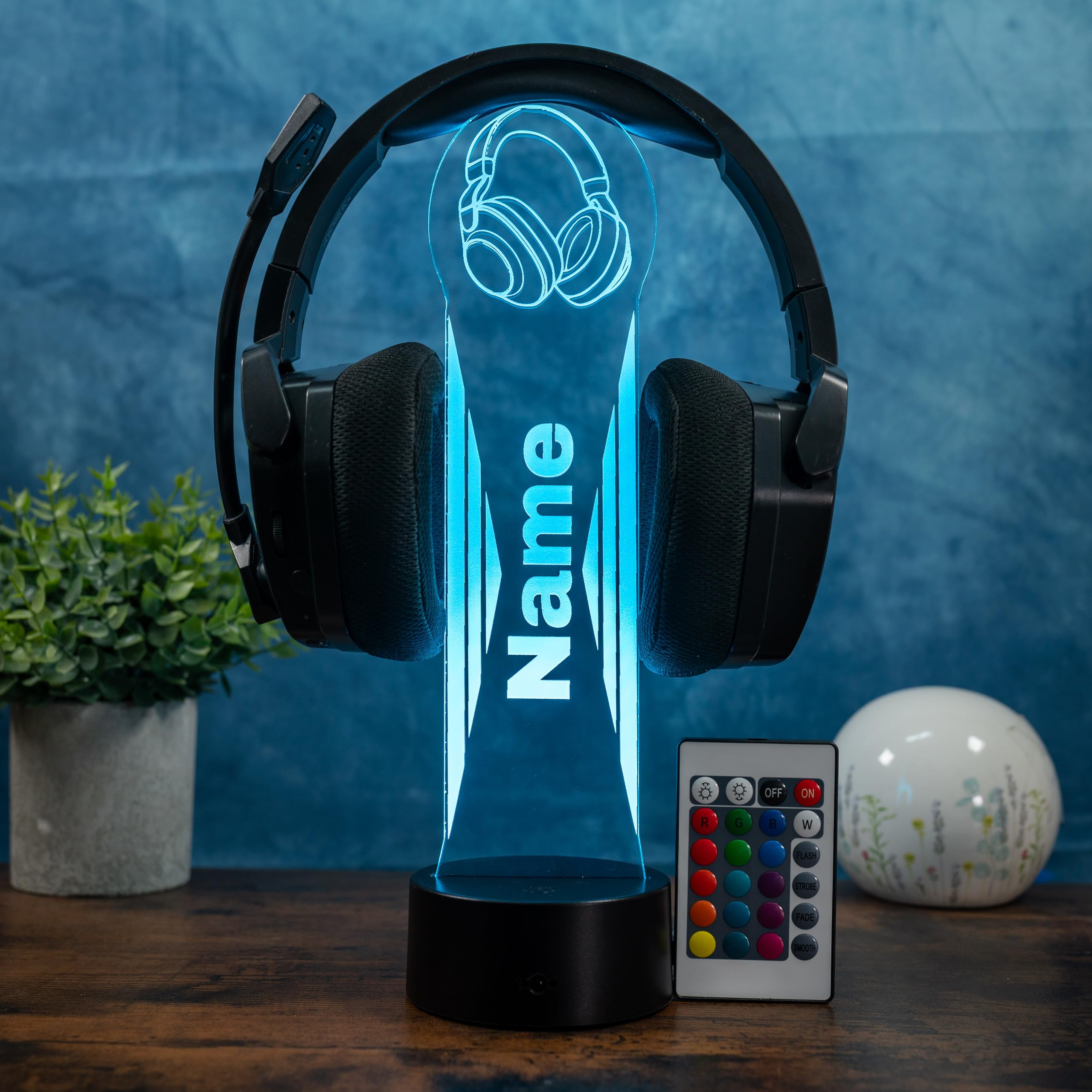 Personalisierte LED Kopfhörerhalterung, Gaming Dekoration Geschenkidee für Gamer und Zocker, 000000004