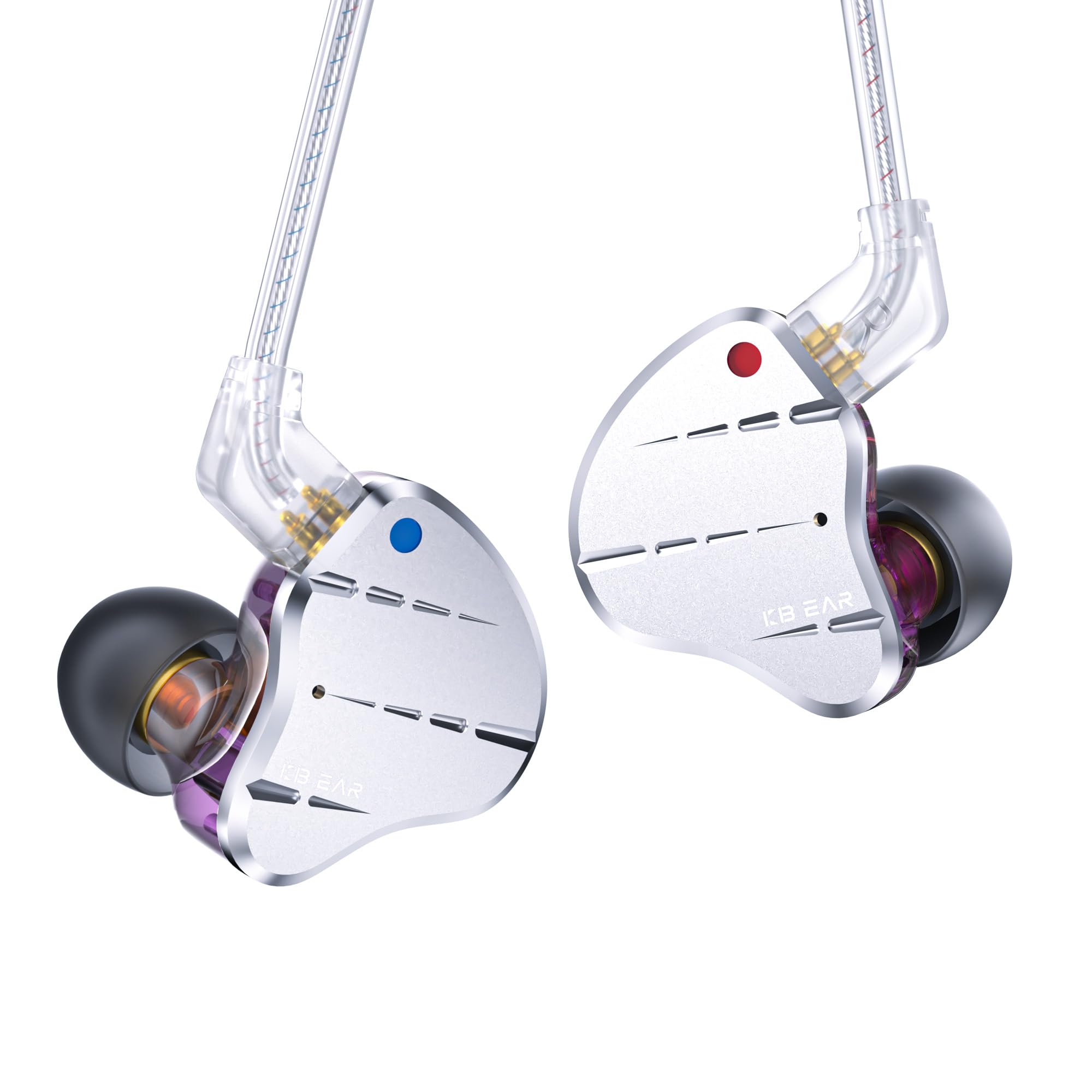 KINBOOFI KBEAR KS10 Ohrmonitore Kopfhörer, professionelle Kabel Ohrhörer Earphone, HiFi Kbear im Ohrmonitor Kopfhörer Musiker Headset IEM Kopfhörer mit abnehmbarem 2 Pin Kabel（Lila, ohne Mikrofon）