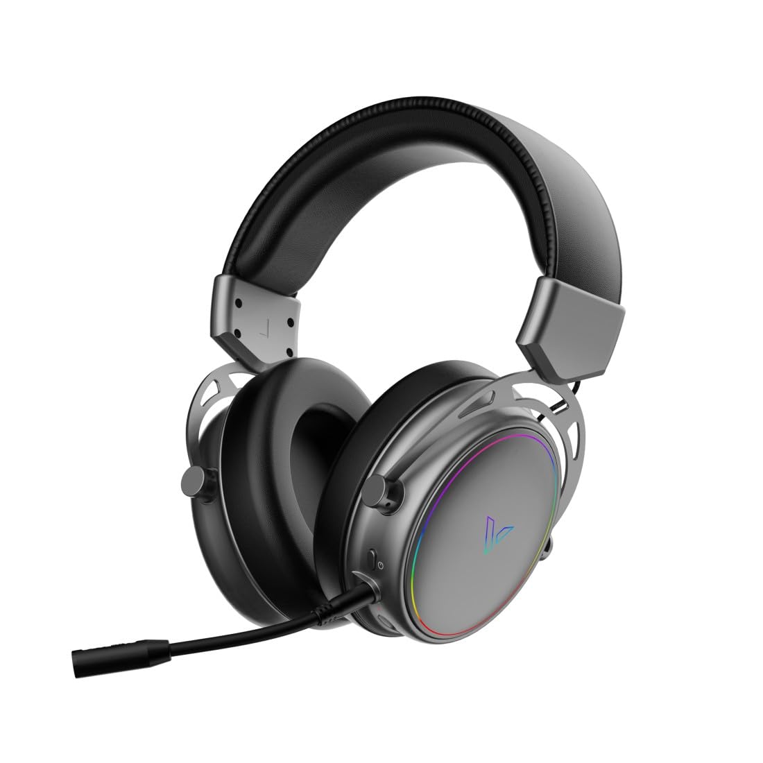 Rapoo VH800 kabelloses Gaming Over-Ear Headset, Flexibles Mikrofon mit Stummschaltung, Ohrpolster Kunstleder, 46h Akku, Headphone Bluetooth und 2,4Ghz PC/Mac/Xbox One/PS4/Nintendo Switch - Space Grey