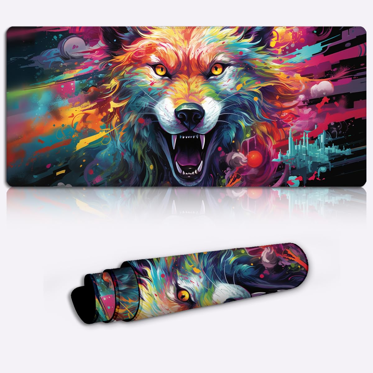 Gaming Mauspads für das Mausspiel „Der Wolfsgott erscheint XL“ (80 x 30 x 0,3 cm), großes Gaming Mauspad/Mauspad für Laser/optische Mäuse