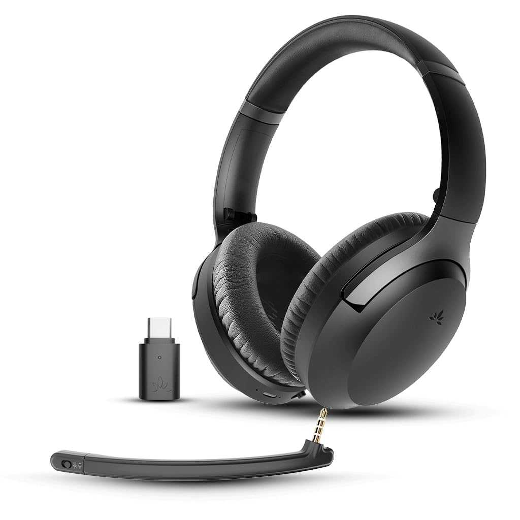Avantalk Aria Pro 3 – Bluetooth-Headset mit abnehmbares Noise Cancelling Mikrofon für die Arbeit - 20 ms geringe Latenz, Dual-Verbindung (PC + Handy), USB-C-Dongle - für PS5-Gaming, Meetings & Musik