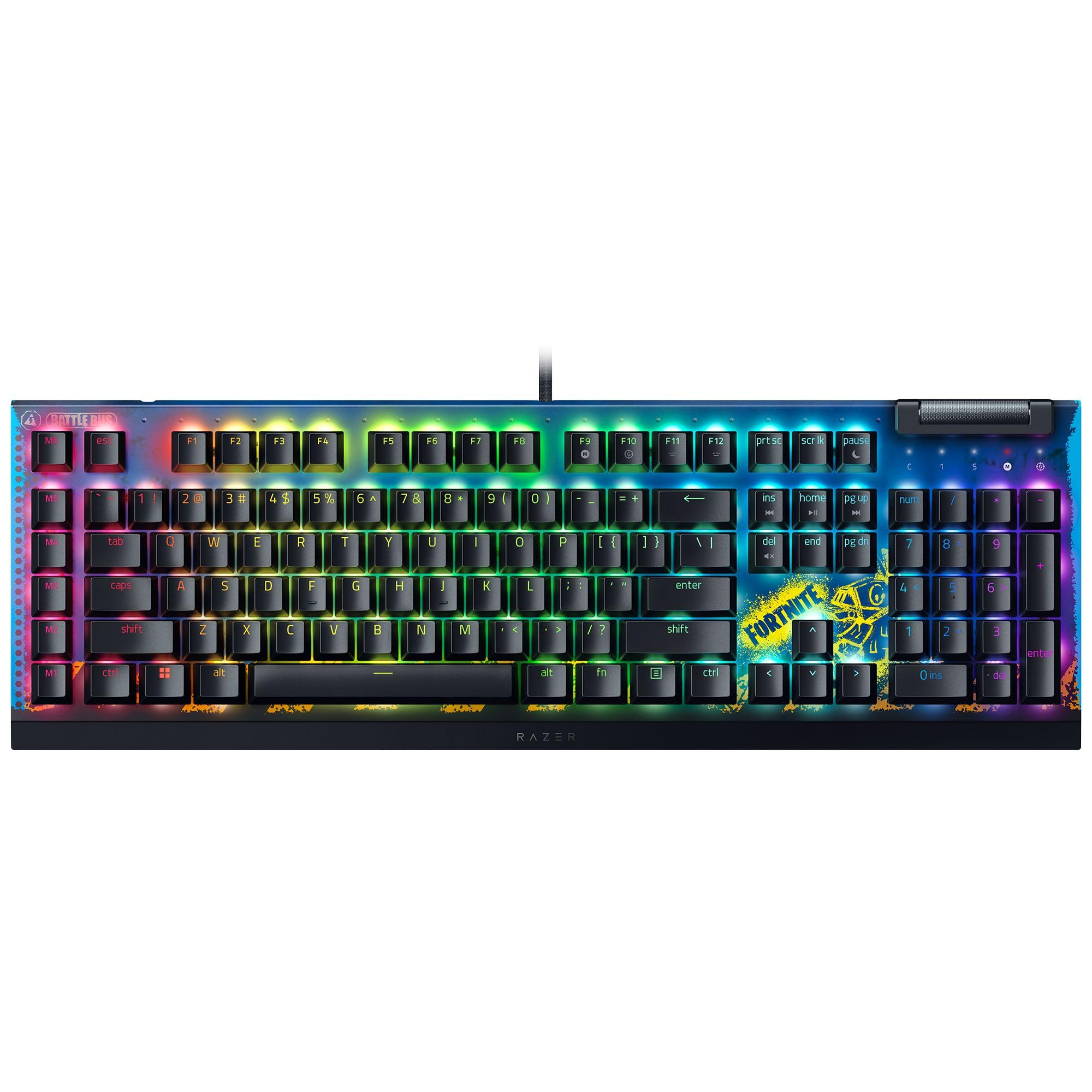 Razer BlackWidow V4 X - Fortnite Edition Mechanische Gaming-Tastatur mit RGB (Yellow Switches, 6 eigene Makro-Tasten, Doubleshot-ABS-Tastenkappen) QWERTY US-Layout | Fortnite