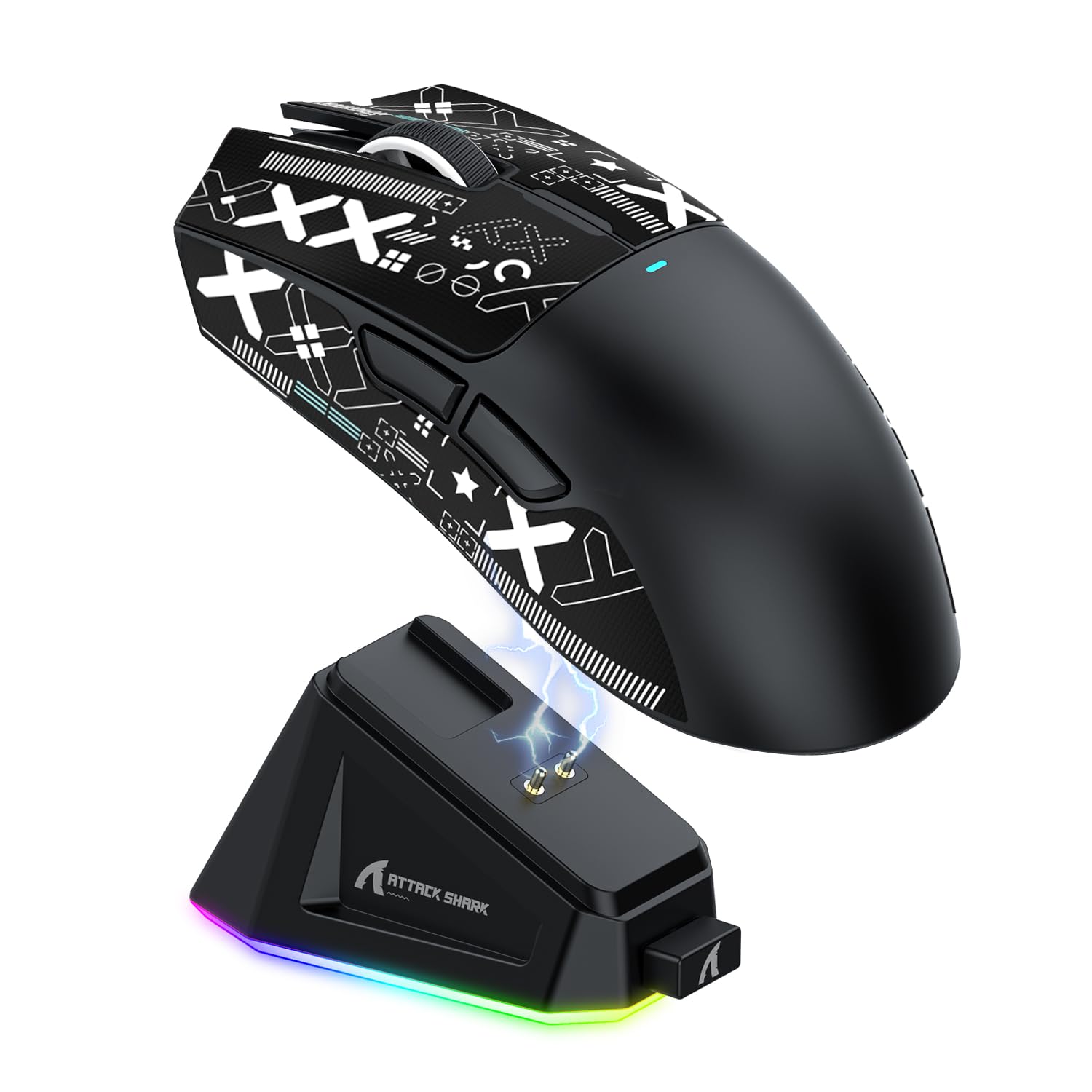 ATTACK SHARK X11 Gaming-Maus mit magnetischer Ladestation, PixArt PAW3311, BT/2.4G kabellos/kabelgebunden, 22000 DPI für Win11/Xbox/PS/Mac (schwarz)