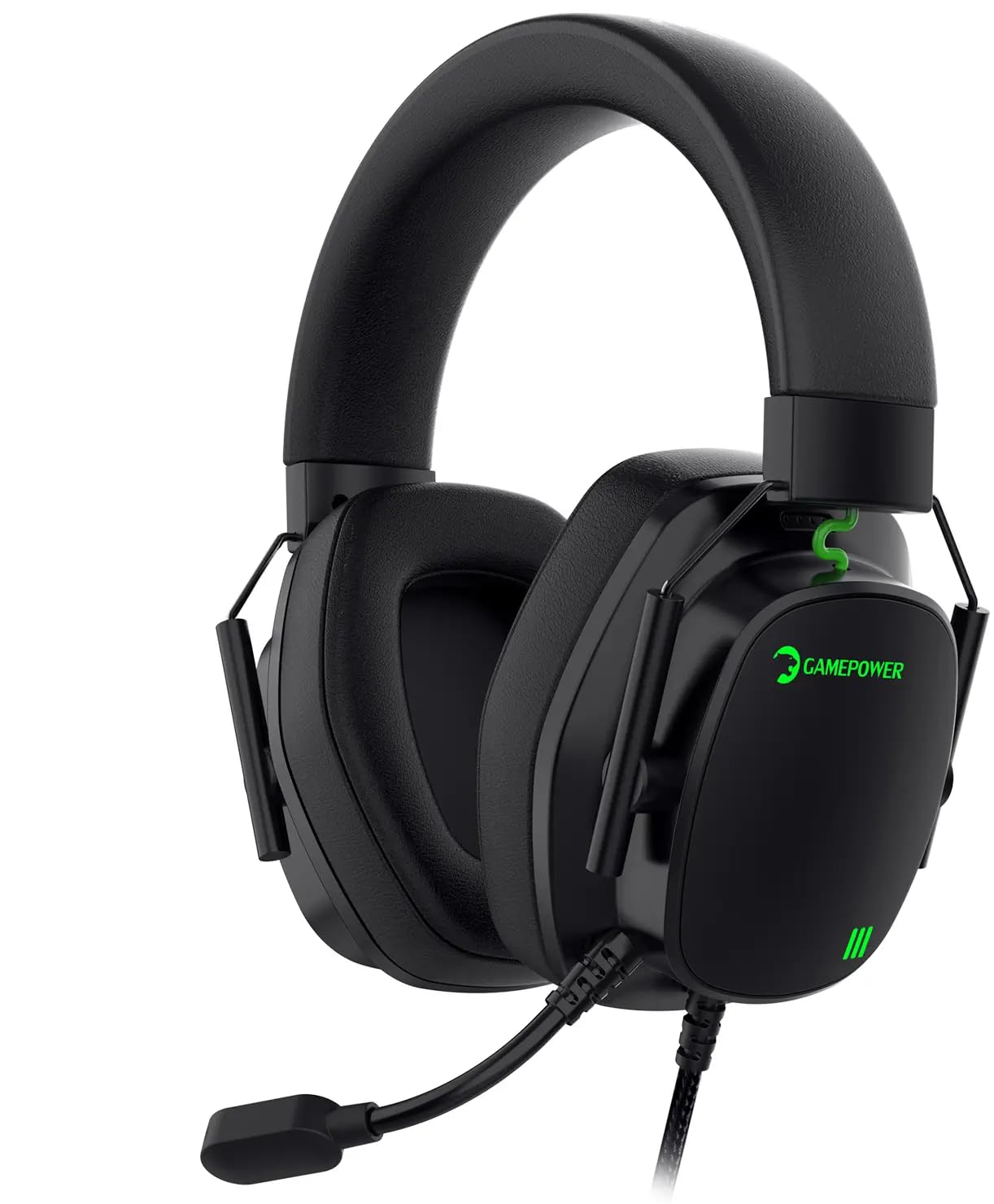 GAMEPOWER Kai X Gaming Headset – Ultra Leicht (260g), Magnetische Cooling-Gel Ohrpolster, 50mm Titan-Treiber, AI-ENC Mikrofon, 3.5mm Klinke kompatibel mit PS5, PS4, Xbox, PC - Schwarz