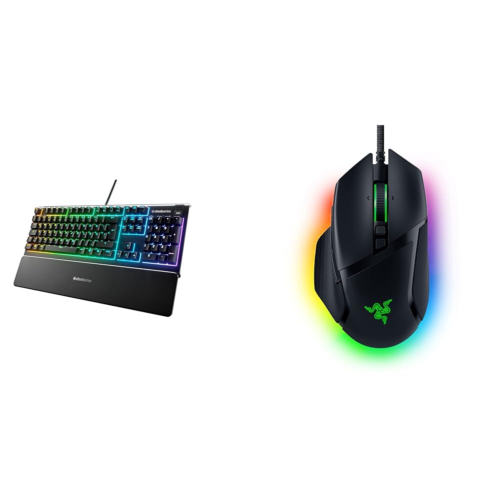 SteelSeries Apex 3 - Gaming Tastatur - 10-Zonen RGB-Beleuchtung & Razer Basilisk V3 - Kabelgebundene, anpassbare Gaming Maus