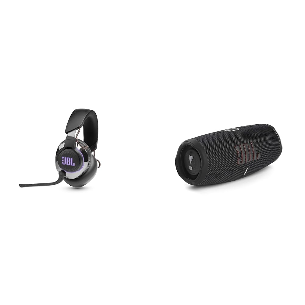 JBL Quantum 810 Over-Ear Gaming Kopfhörer – Wireless Bluetooth Headset & Charge 5 Bluetooth® Lautsprecher Outdoor, Wasserfest, USB Schwarz