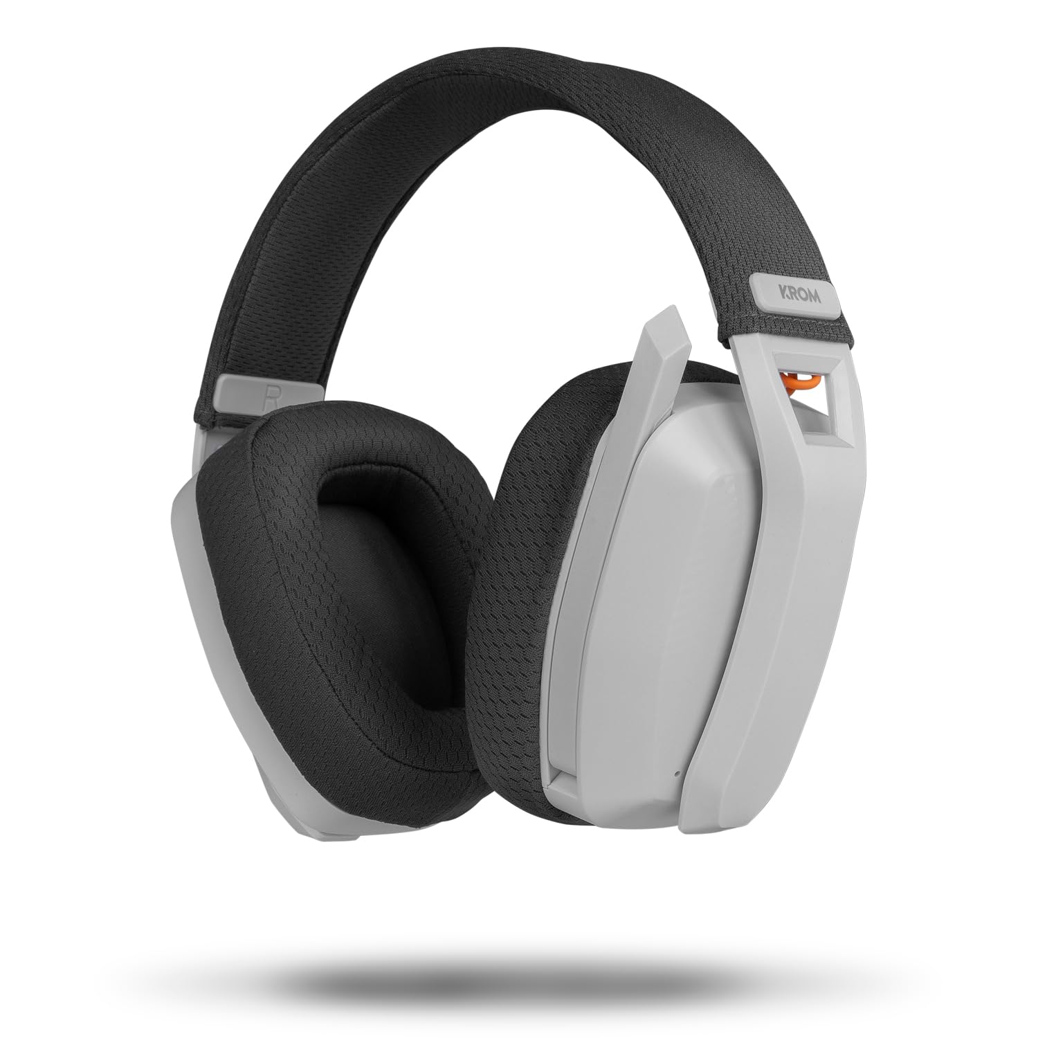 KROM KANJI – Kabelloses Gaming-Headset mit Bluetooth 5.3, 2,4 GHz & USB, 40-mm-Treibern, omnidirektionalem Mikrofon, Lautstärke- & Stummschaltung am Ohrhörer, verstellbarem, leichtem Kopfband, Weiß